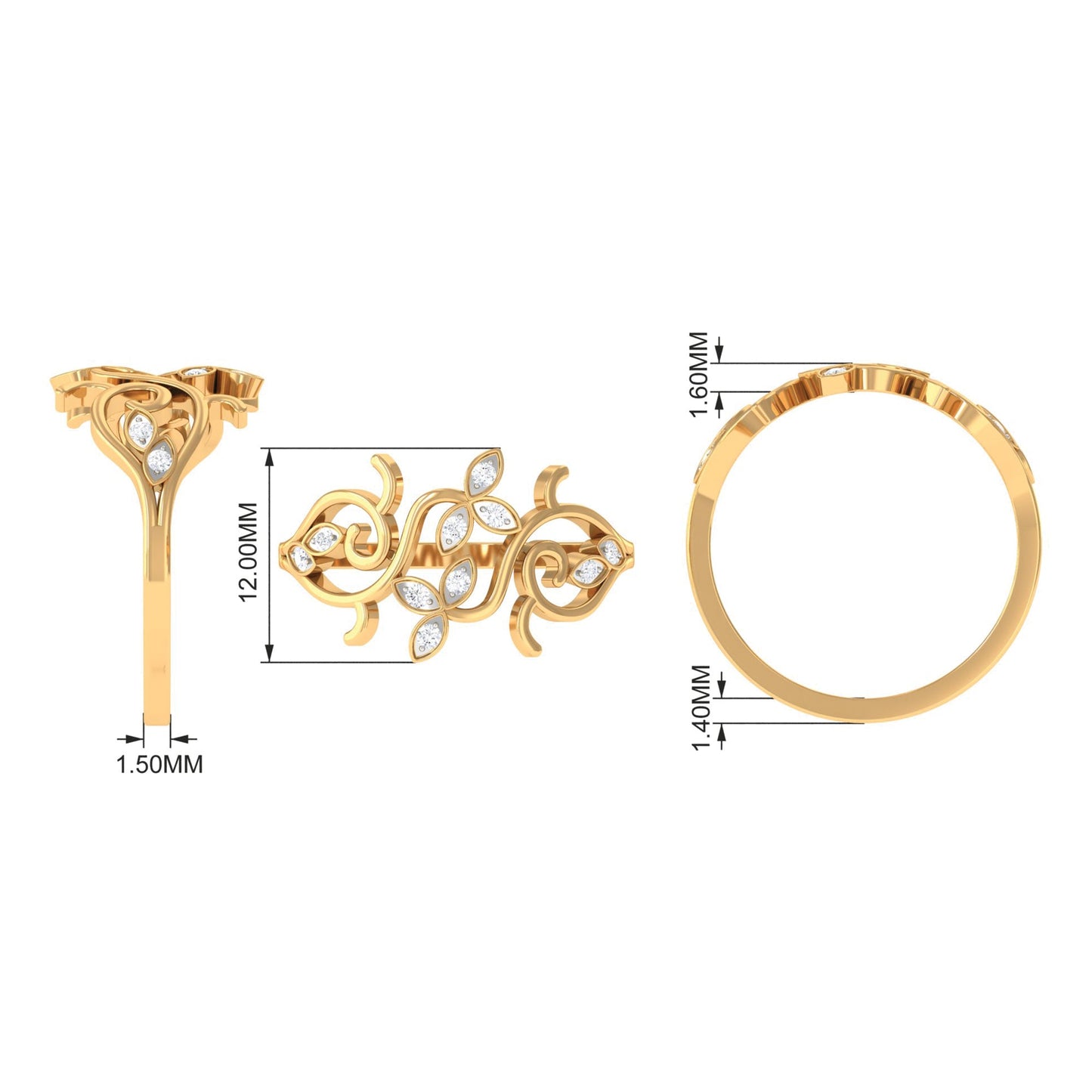 Nature Inspired Diamond Vine Ring for Women