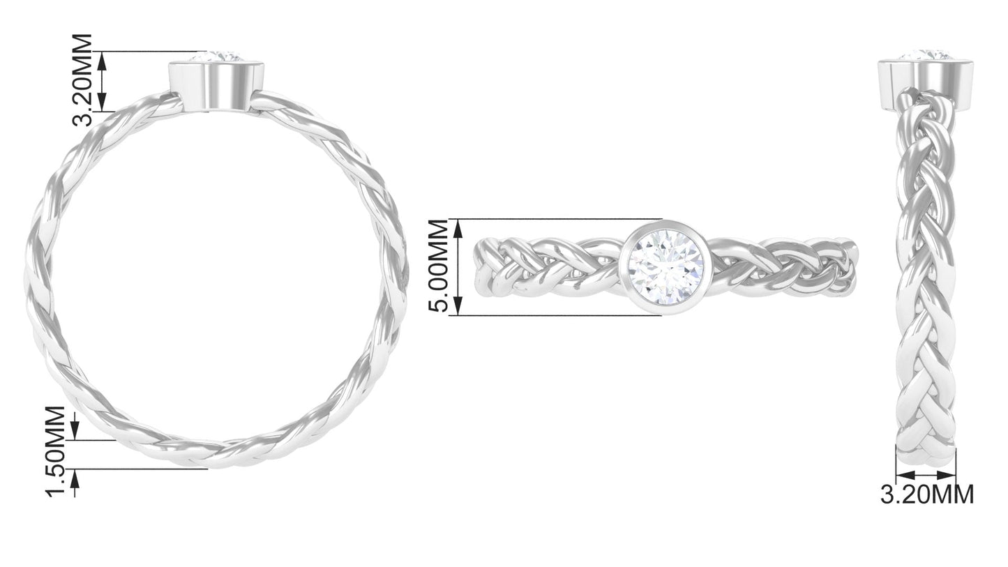 Real Diamond Promise Ring with Braided Shank