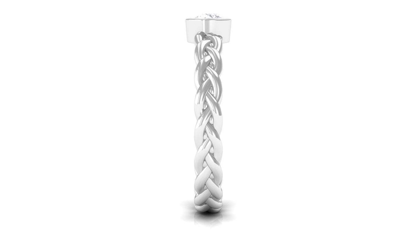 Real Diamond Promise Ring with Braided Shank