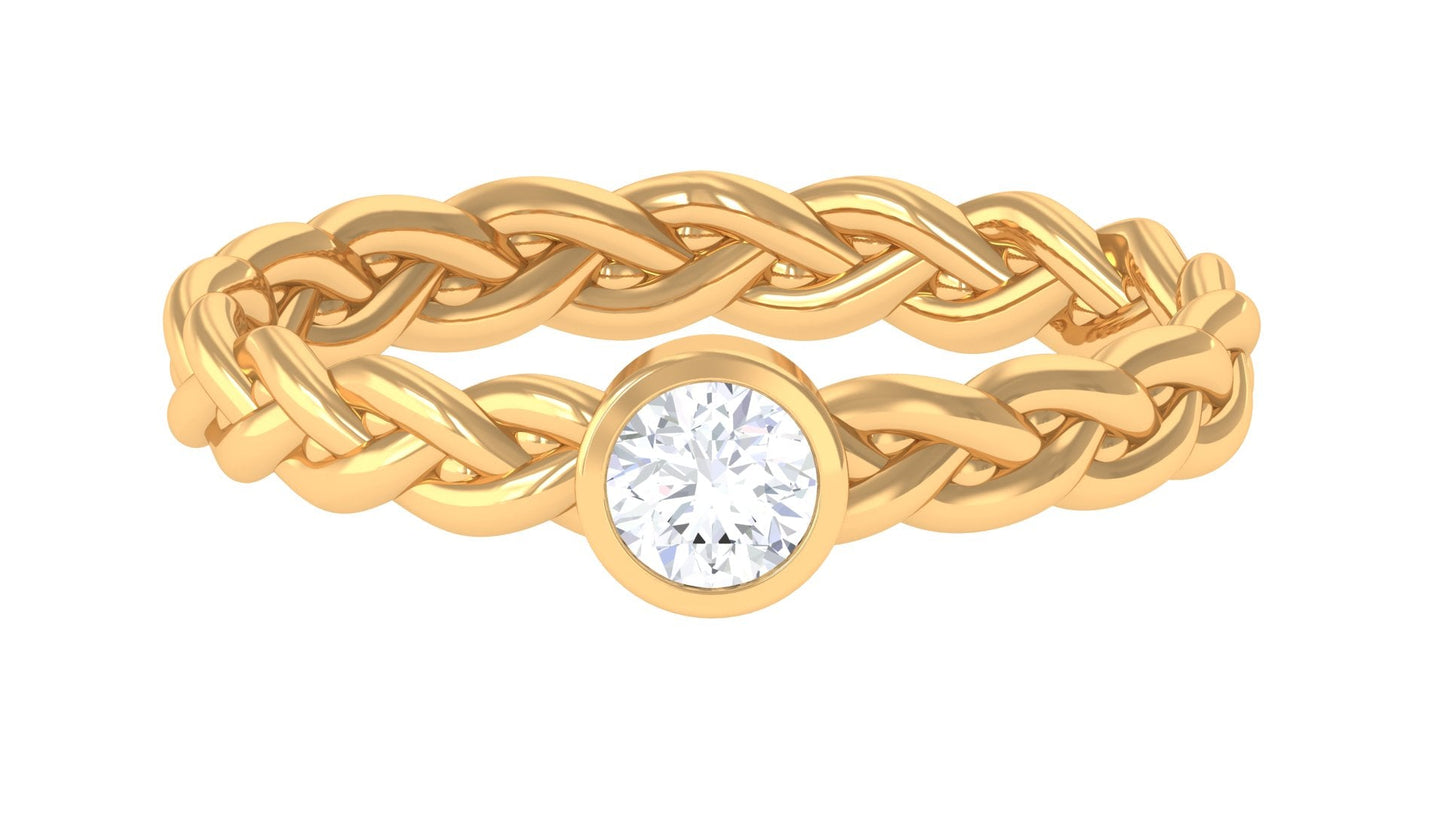 Real Diamond Promise Ring with Braided Shank