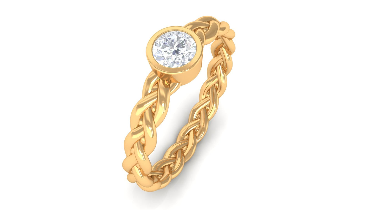 Real Diamond Promise Ring with Braided Shank