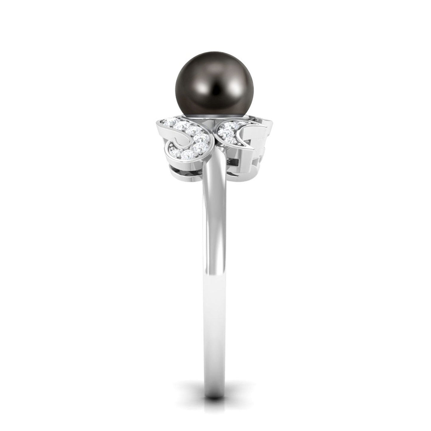 Designer Tahitian Pearl Engagement Ring with Diamond