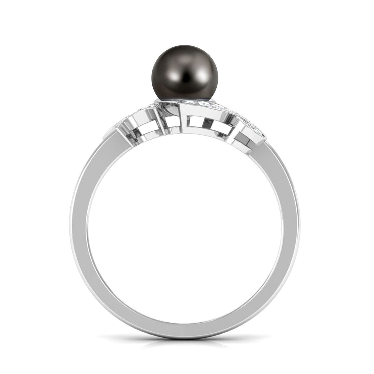 Designer Tahitian Pearl Engagement Ring with Diamond