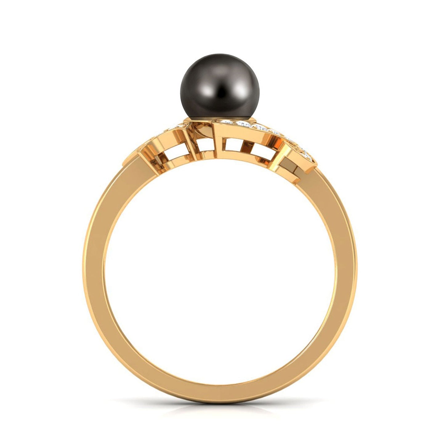 Designer Tahitian Pearl Engagement Ring with Diamond