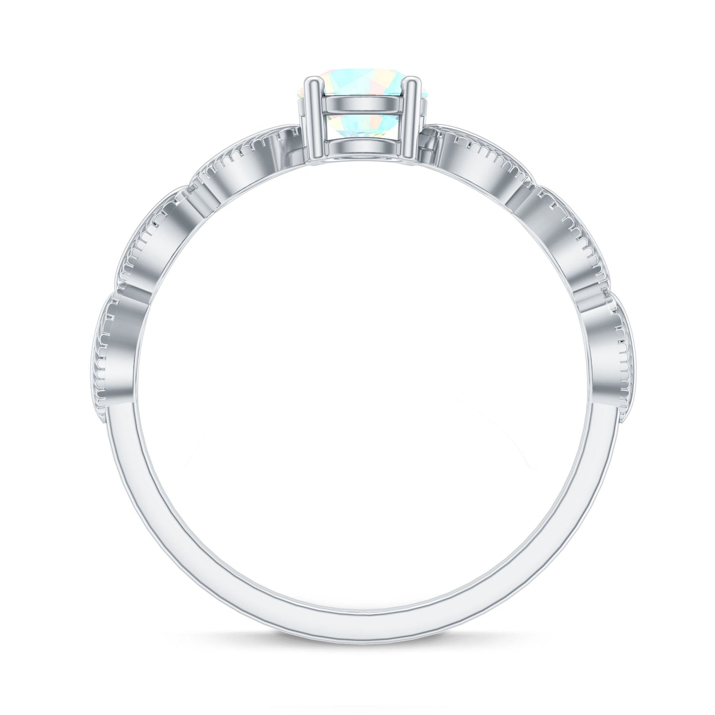 Nature Inspired Solitaire Ethiopian Rainbow Opal Leaf Ring
