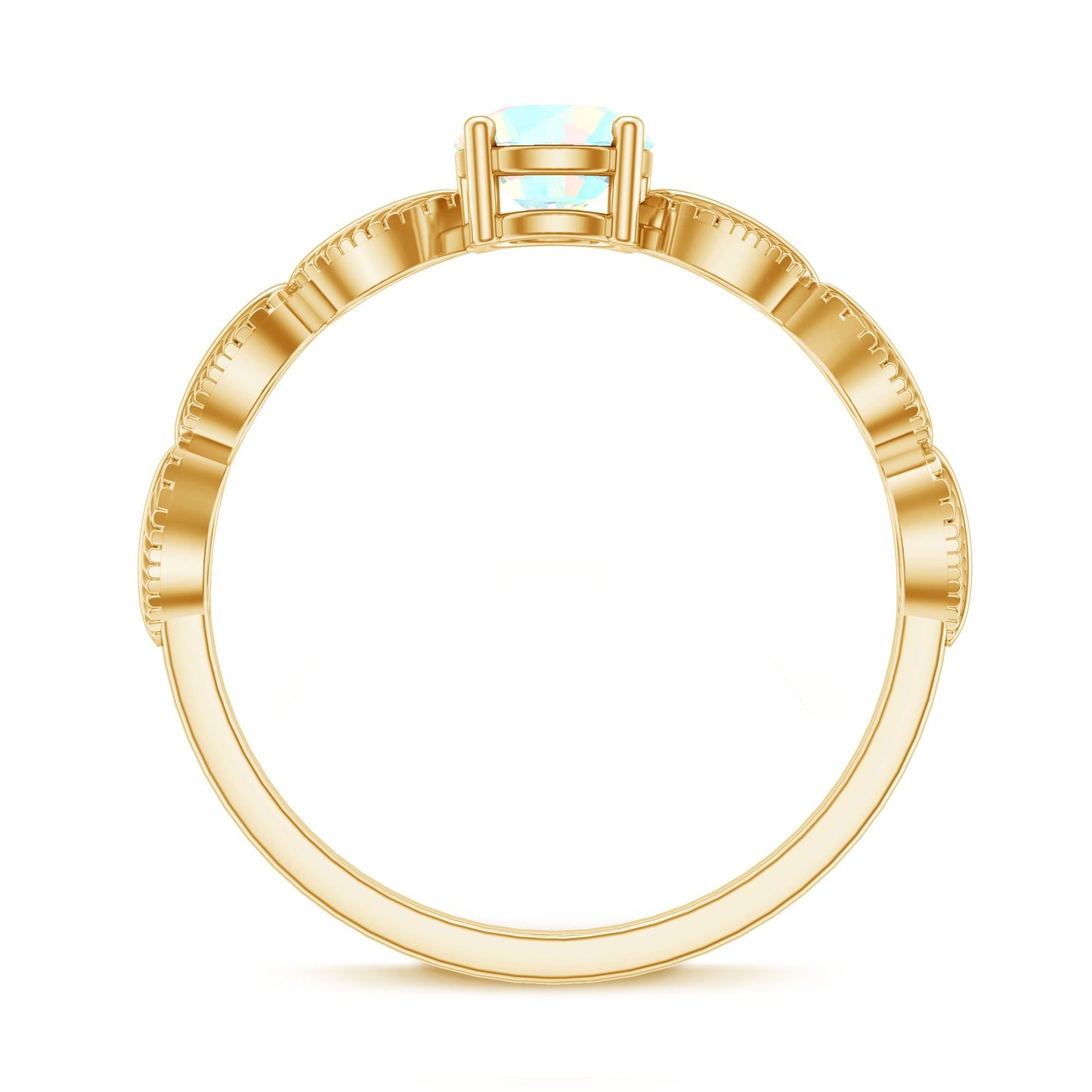 Nature Inspired Solitaire Ethiopian Rainbow Opal Leaf Ring