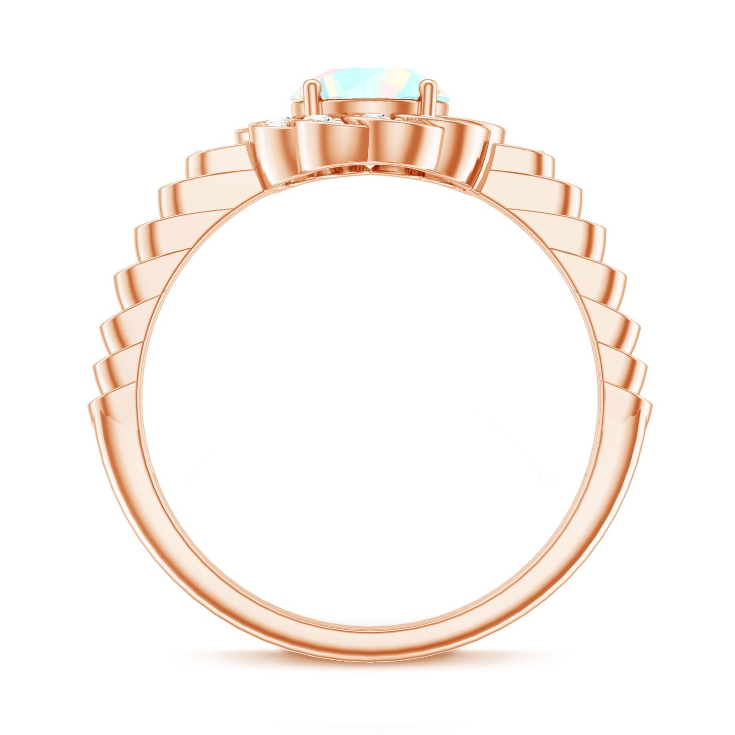 Vintage Looking Ethiopian Opal Flower Engagement Ring with Diamond