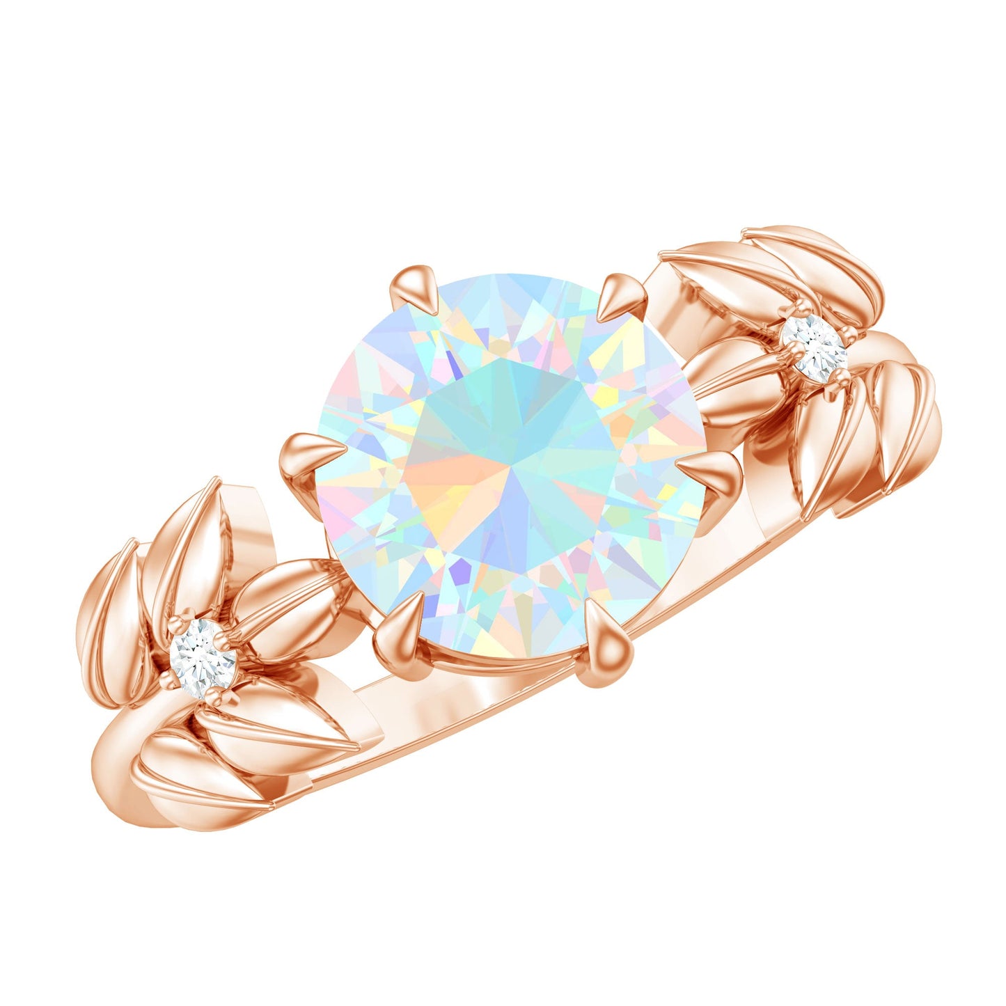 Nature Inspired 2 Carat Ethiopian Opal Diamond Engagement Ring