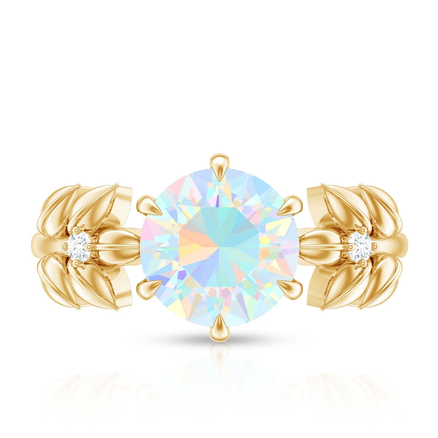 Nature Inspired 2 Carat Ethiopian Opal Diamond Engagement Ring