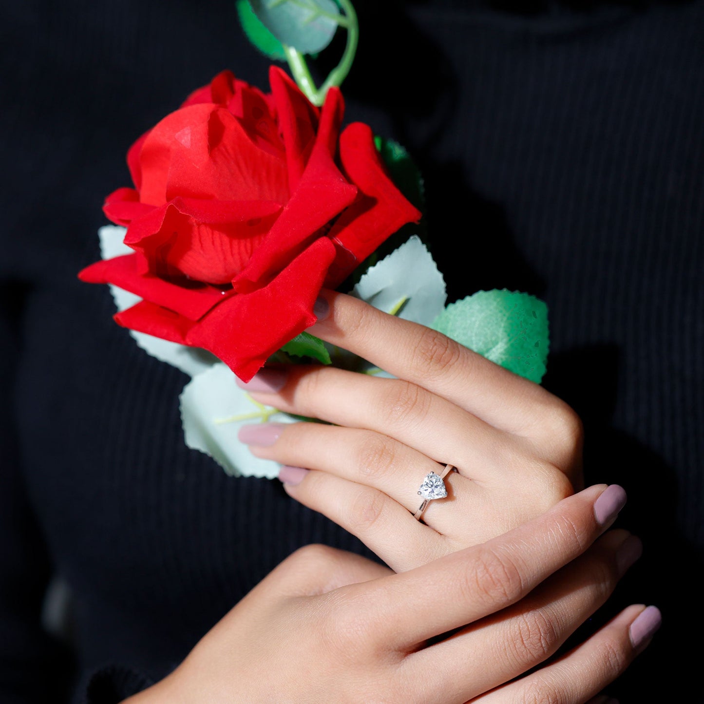 Certified 1.5 Carat Moissanite Heart Ring For Women