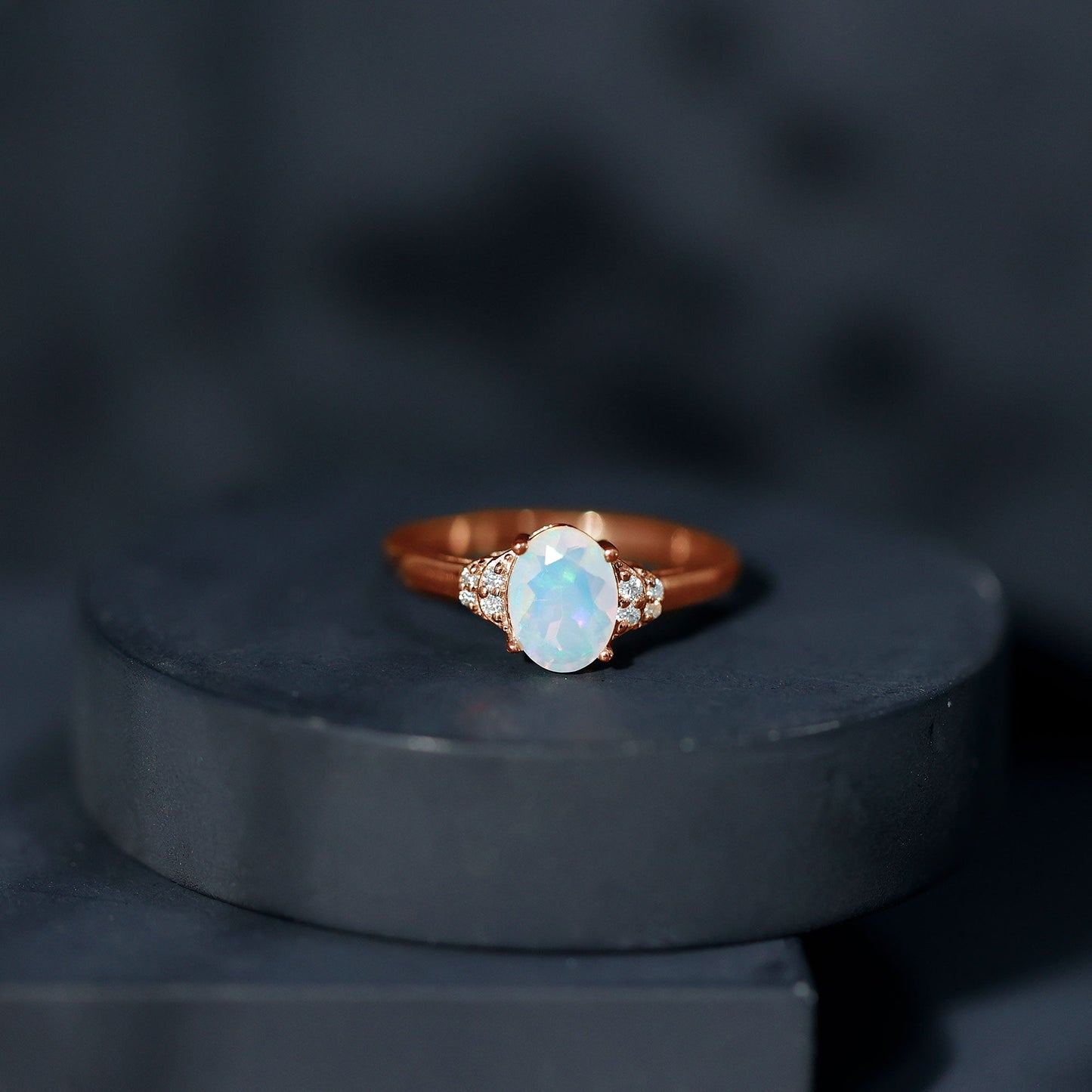 1.2 Carat Classic Ethiopian Opal Oval Engagement Ring