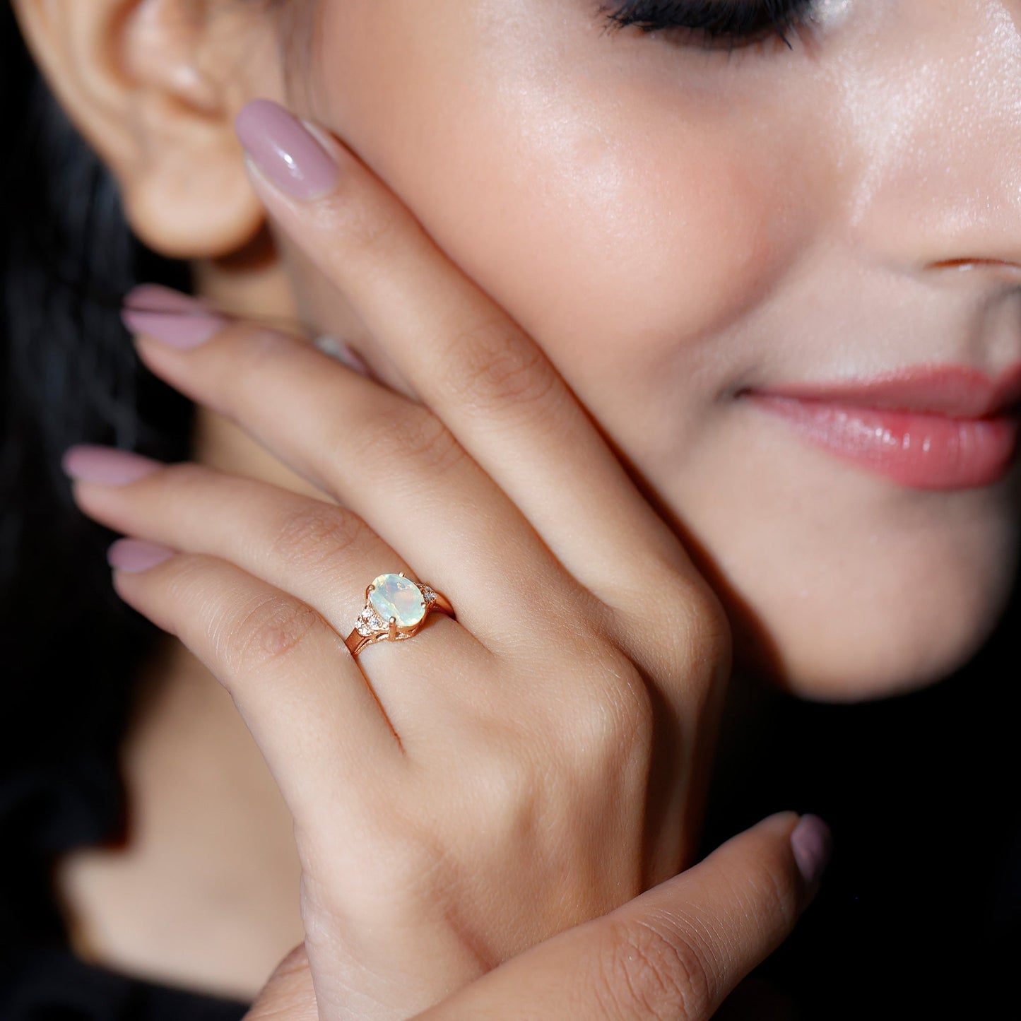 1.2 Carat Classic Ethiopian Opal Oval Engagement Ring