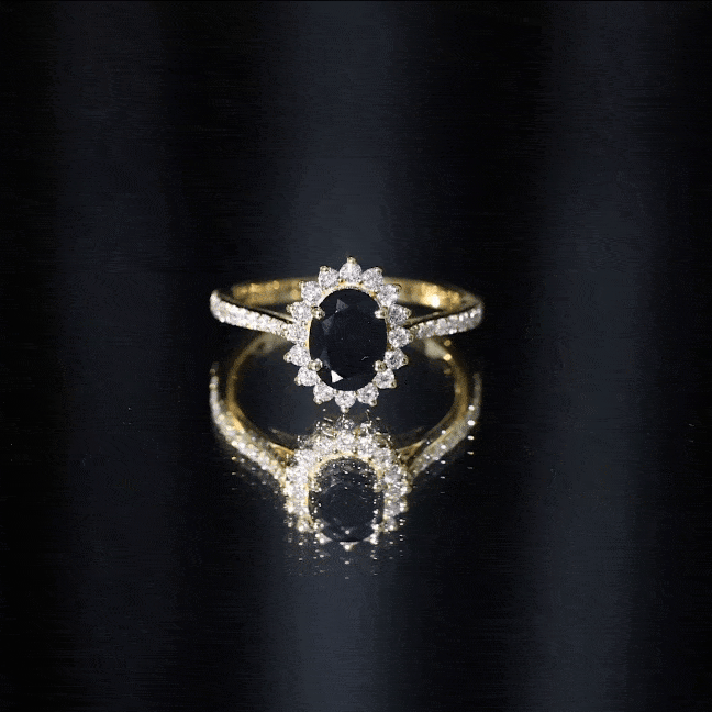Certified 1.9 Carat Lab Grown Black Diamond Oval Engagement Ring with White Diamond