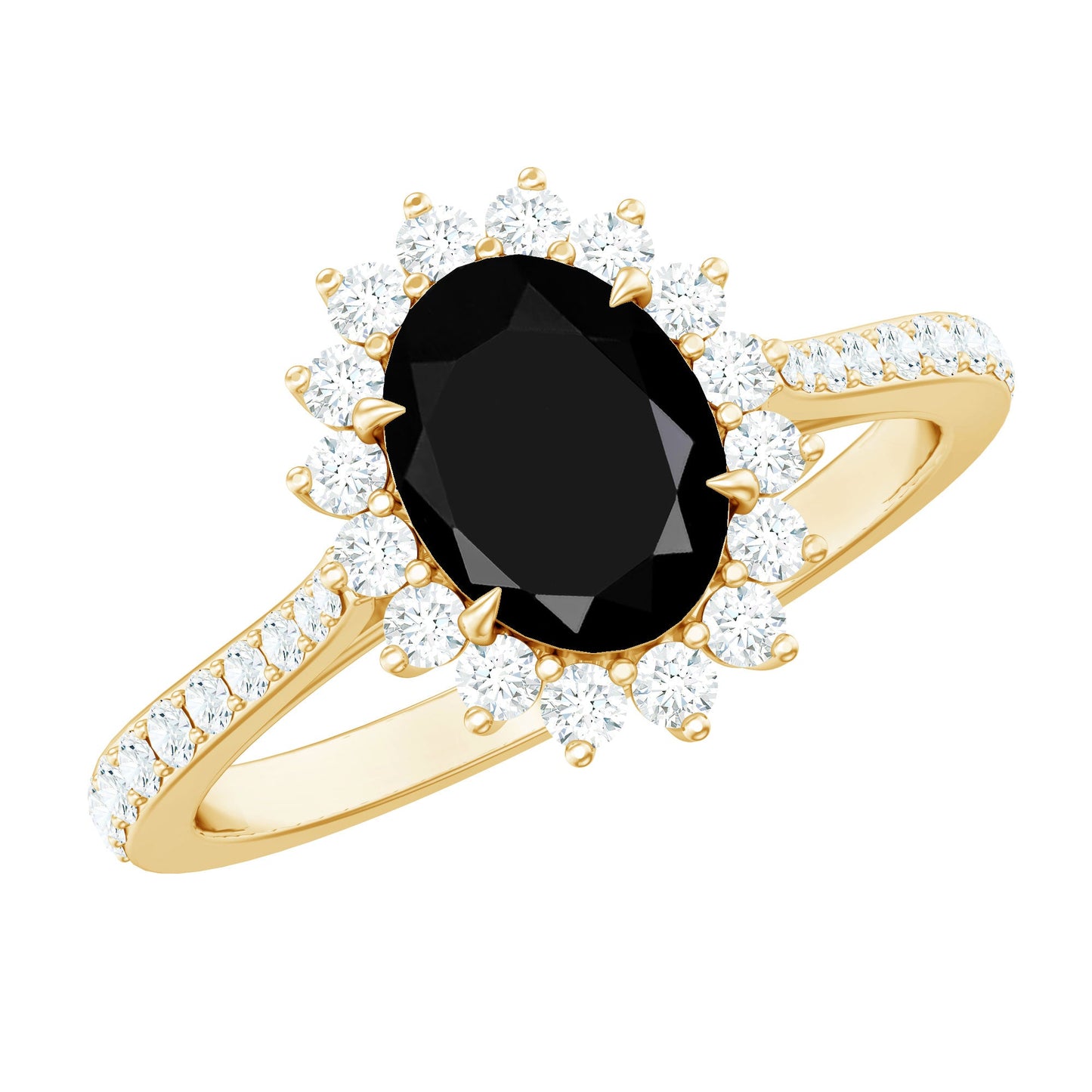 Certified 1.9 Carat Lab Grown Black Diamond Oval Engagement Ring with White Diamond