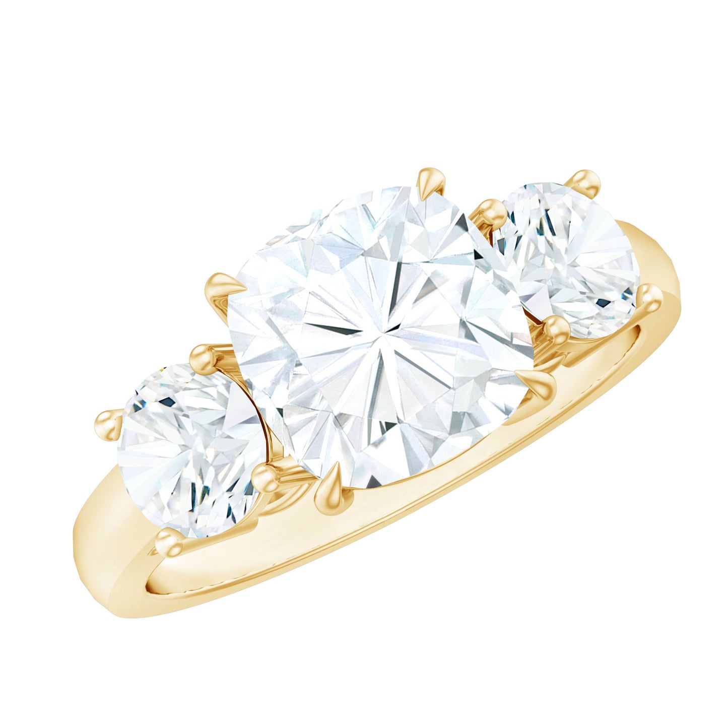 Three Stone Moissanite Engagement Ring with Certificate