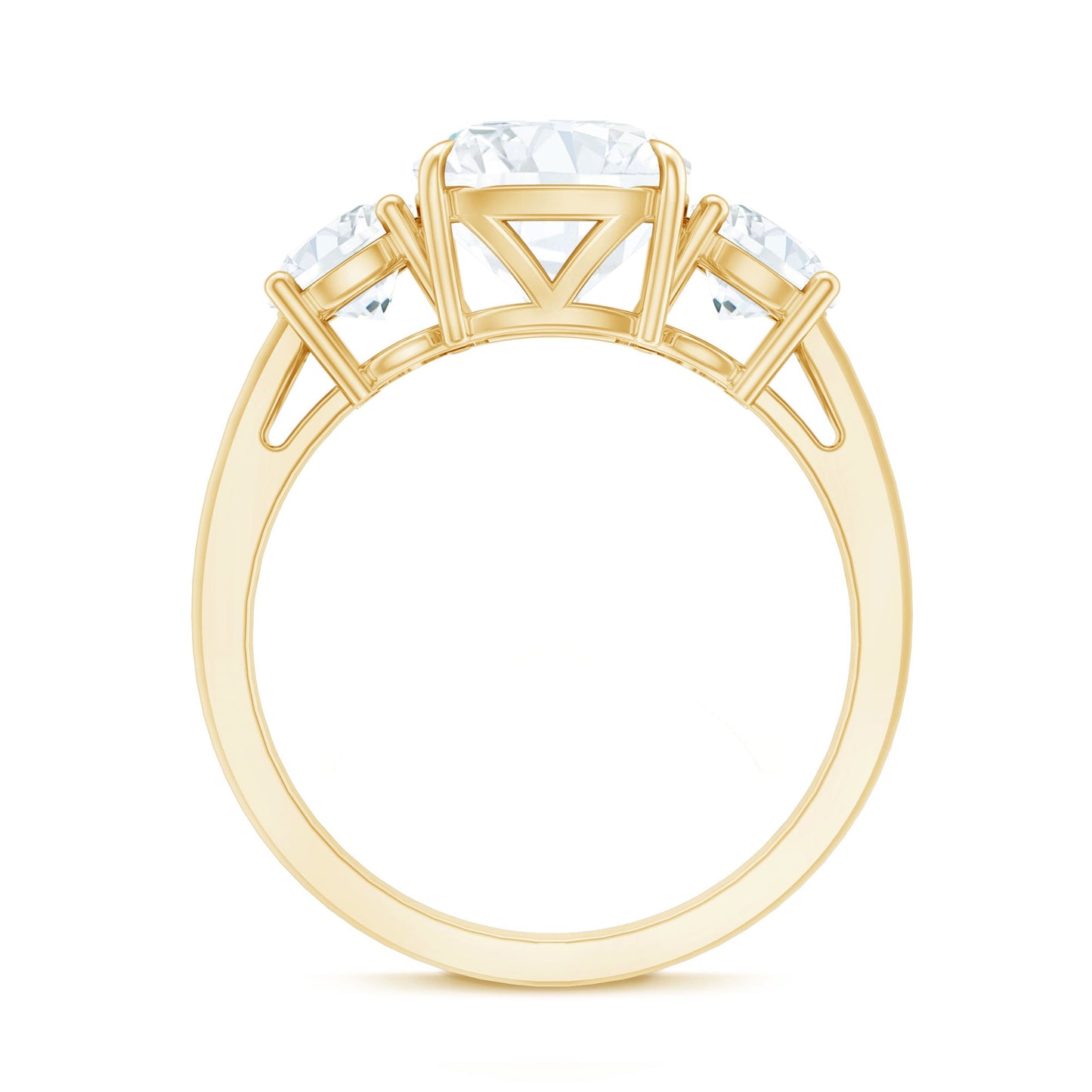 Three Stone Moissanite Engagement Ring with Certificate