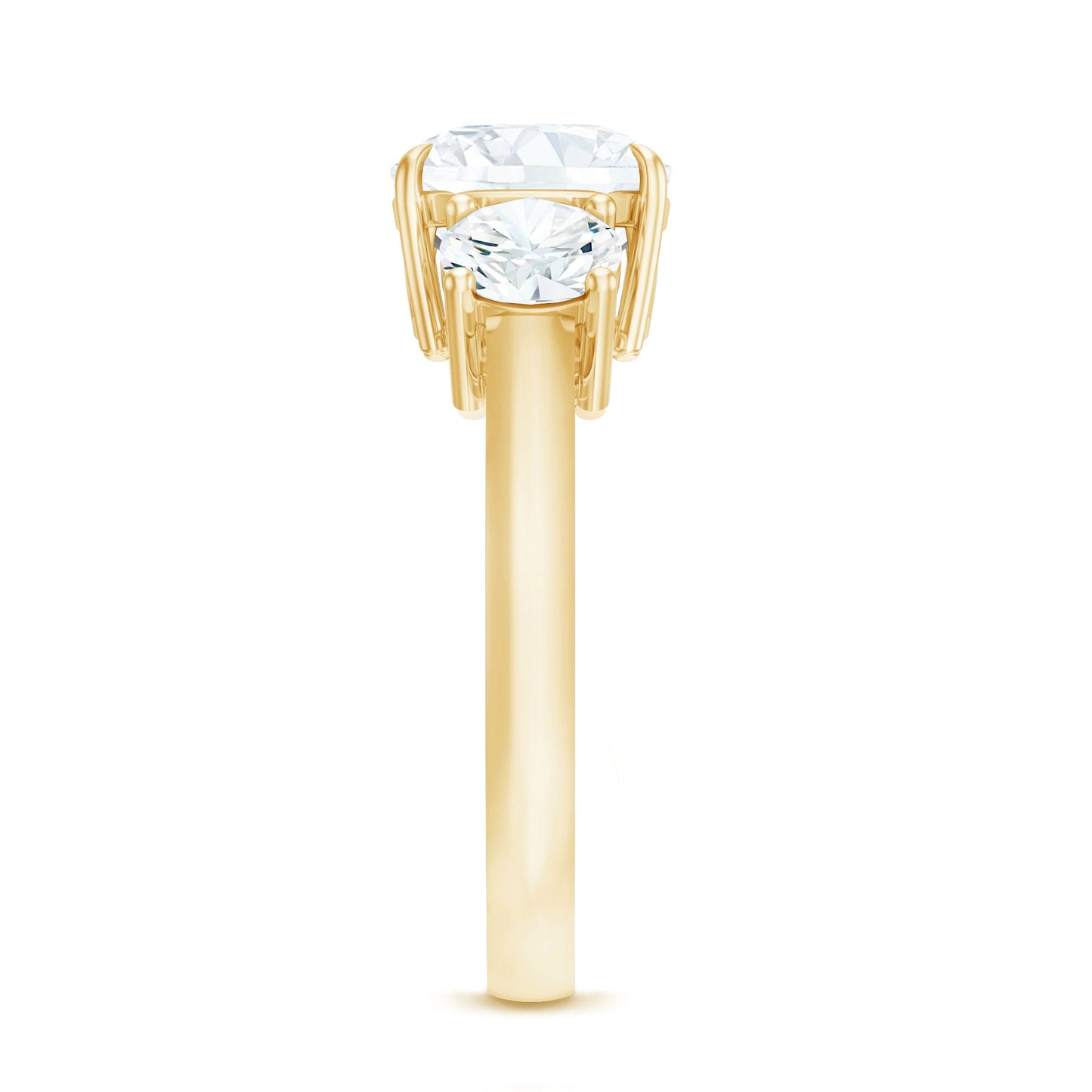 Three Stone Moissanite Engagement Ring with Certificate