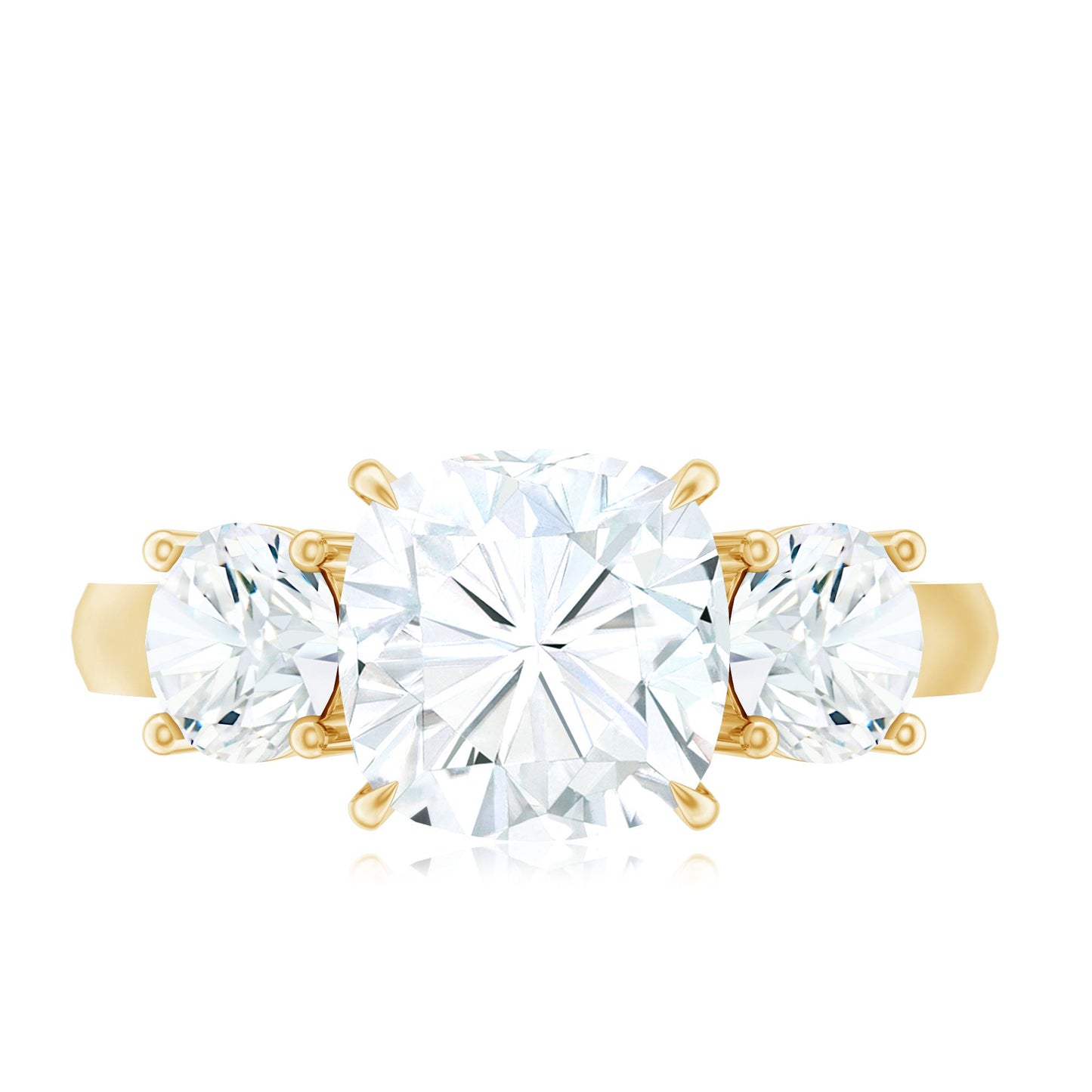 Three Stone Moissanite Engagement Ring with Certificate
