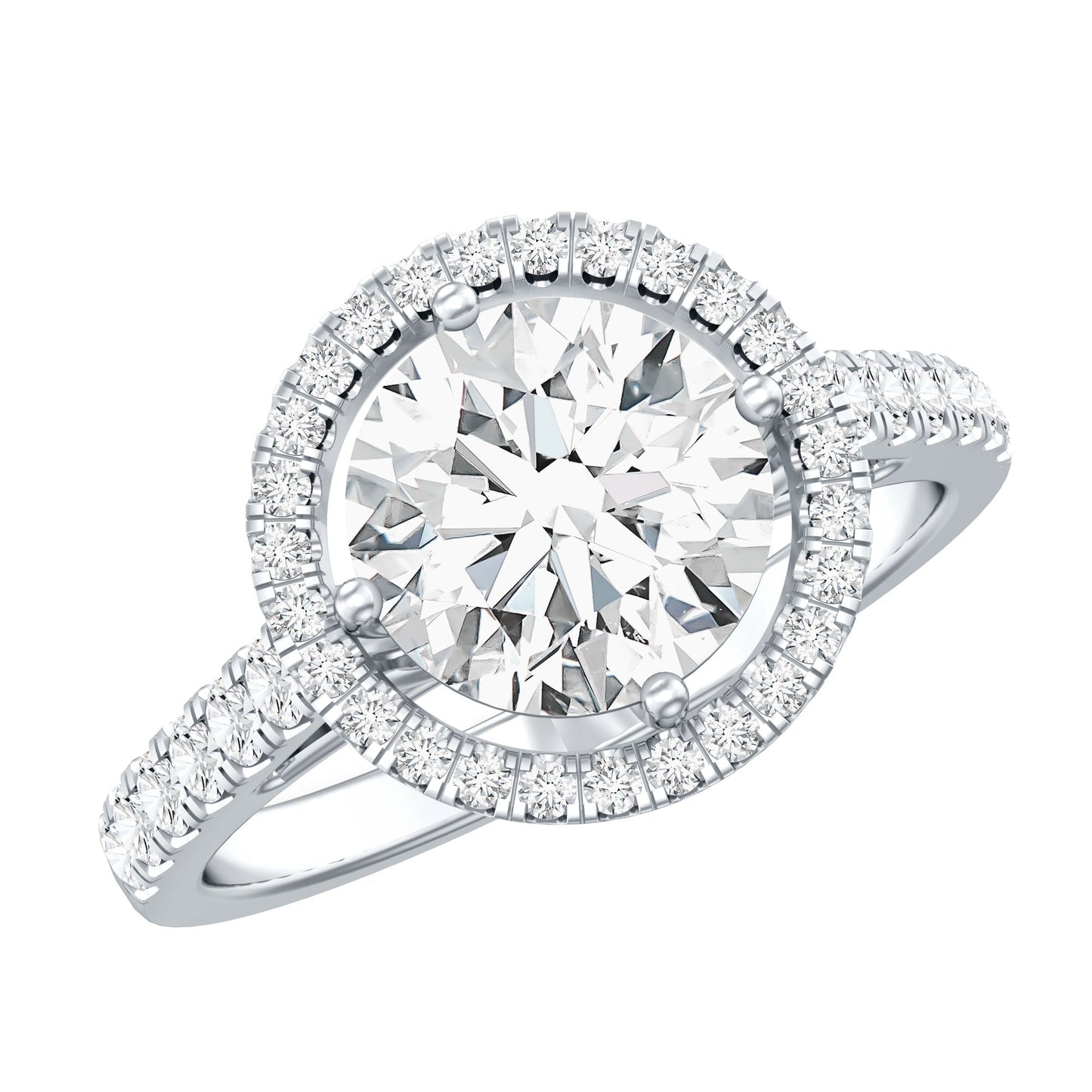 Certified 2 Carat Moissanite Engagement Ring with Halo