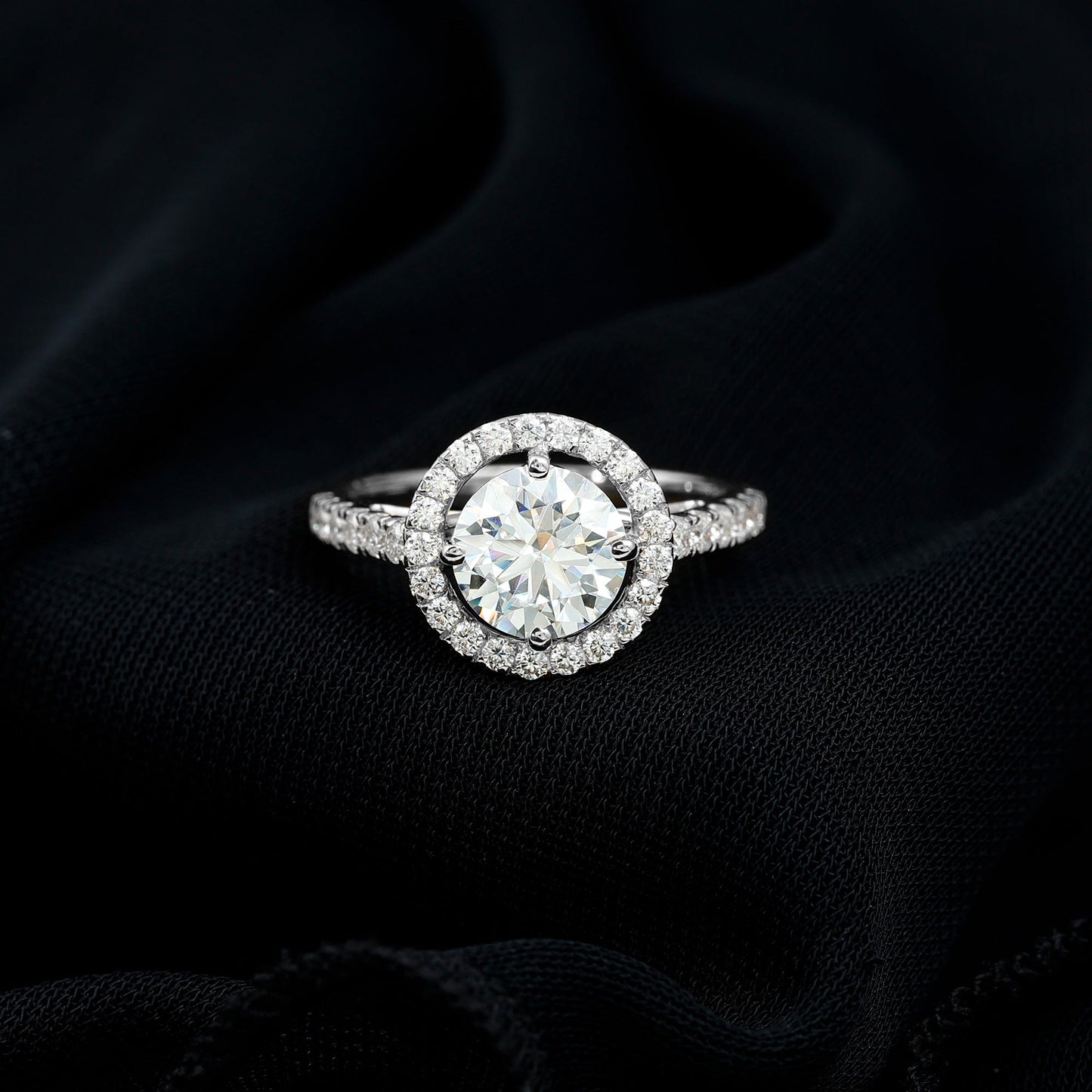 Certified 2 Carat Moissanite Engagement Ring with Halo