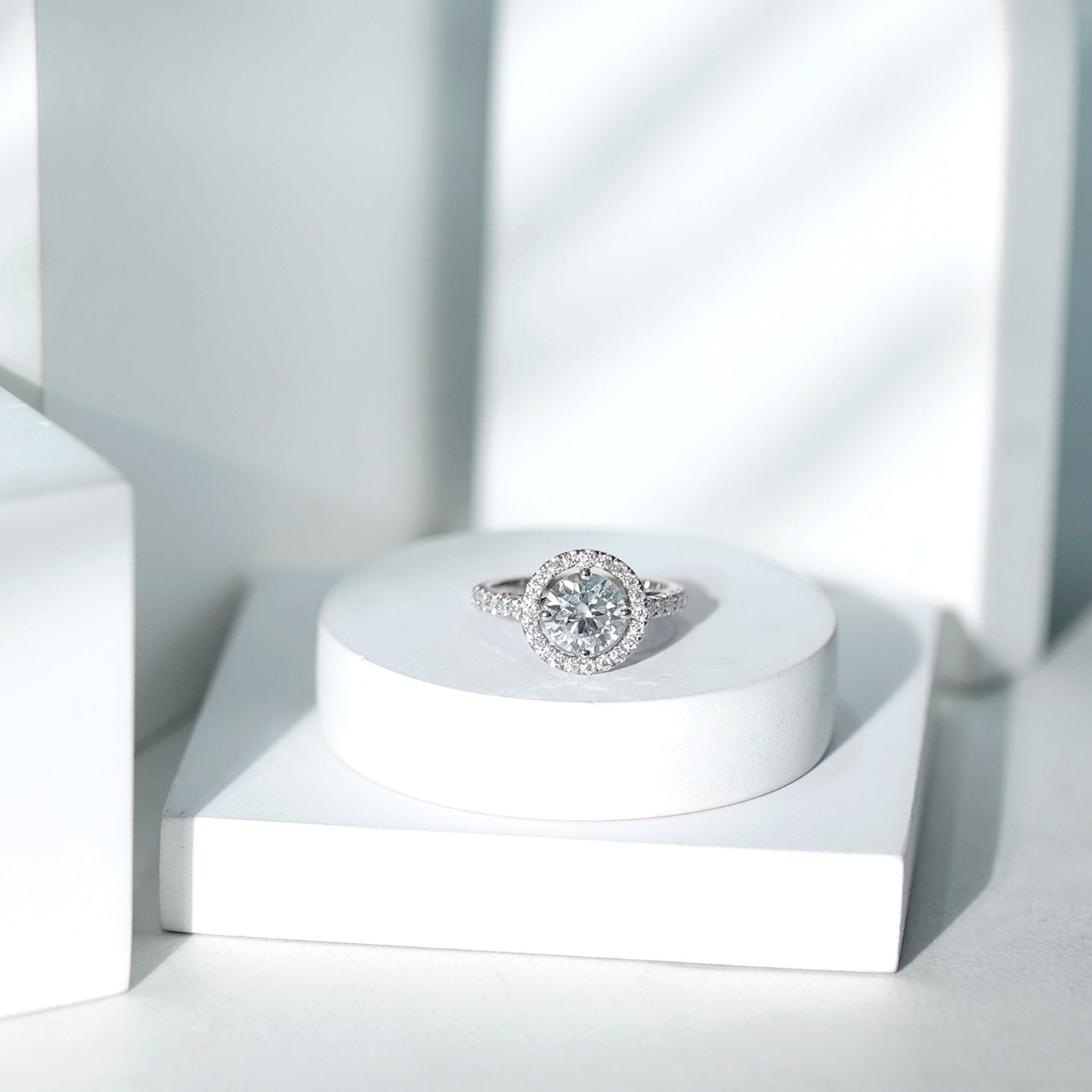 Certified 2 Carat Moissanite Engagement Ring with Halo