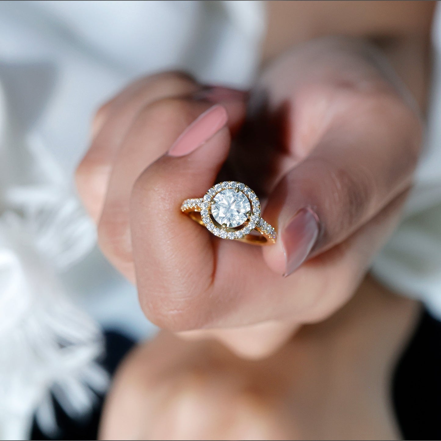 Certified 2 Carat Moissanite Engagement Ring with Halo