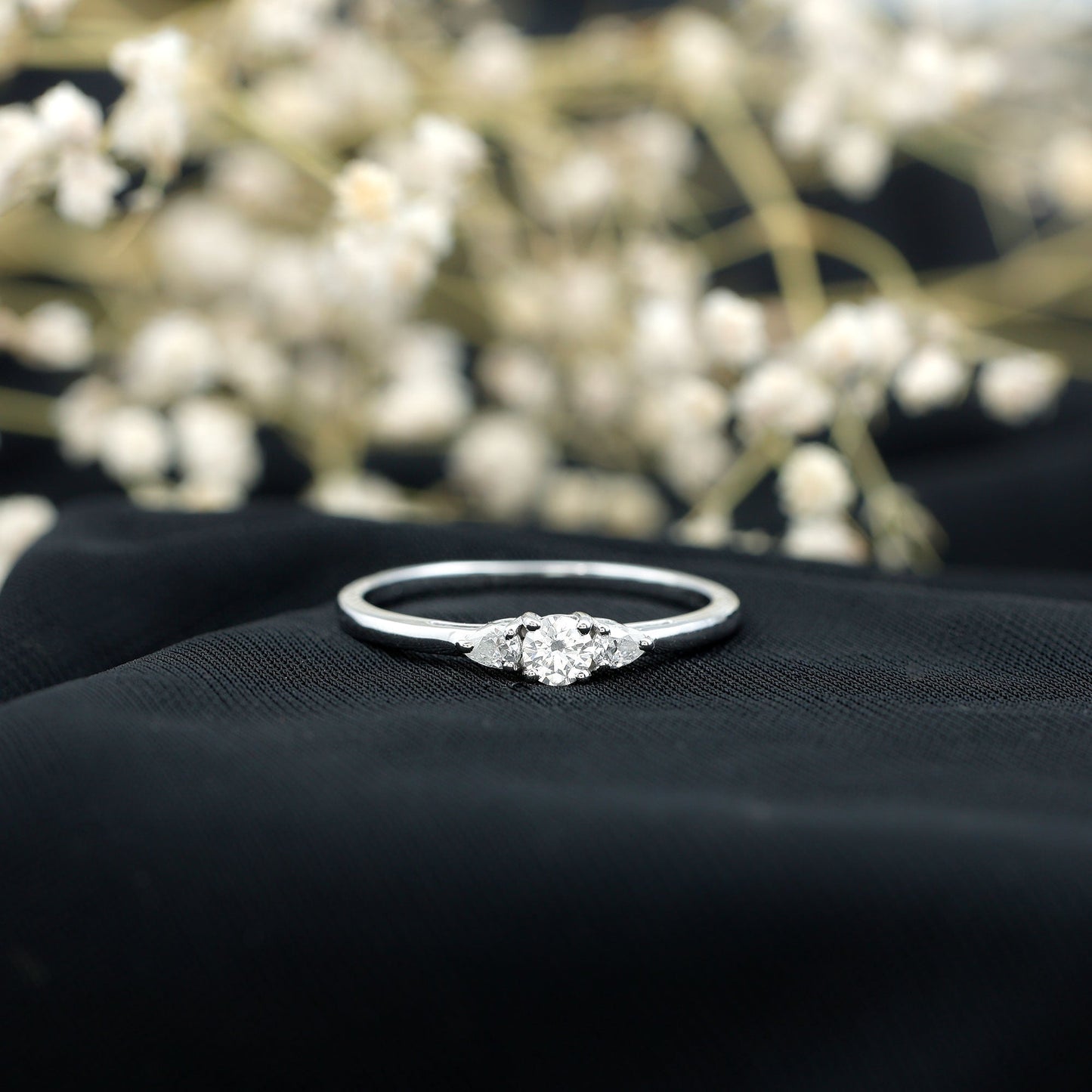 Certified Moissanite 3 Stone Promise Ring