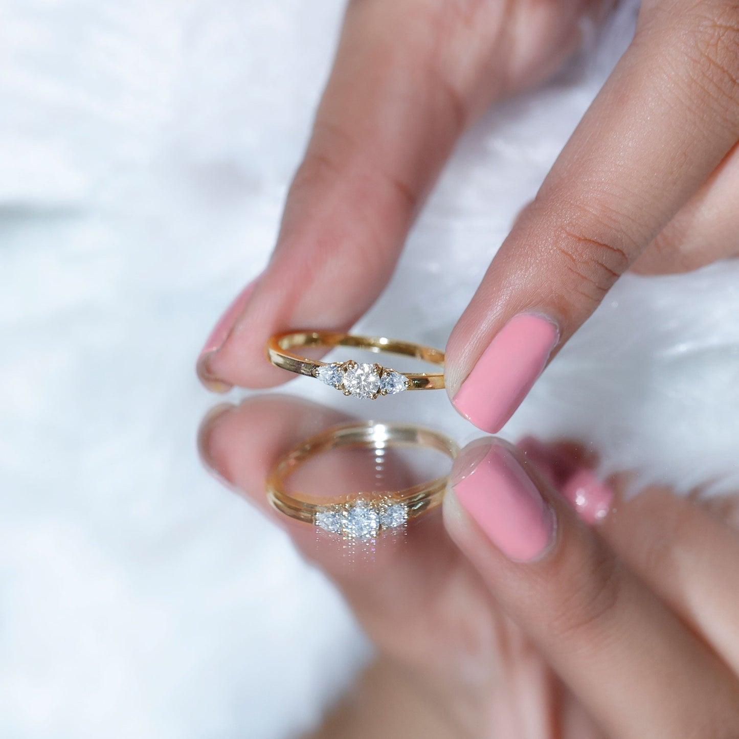 Certified Moissanite 3 Stone Promise Ring