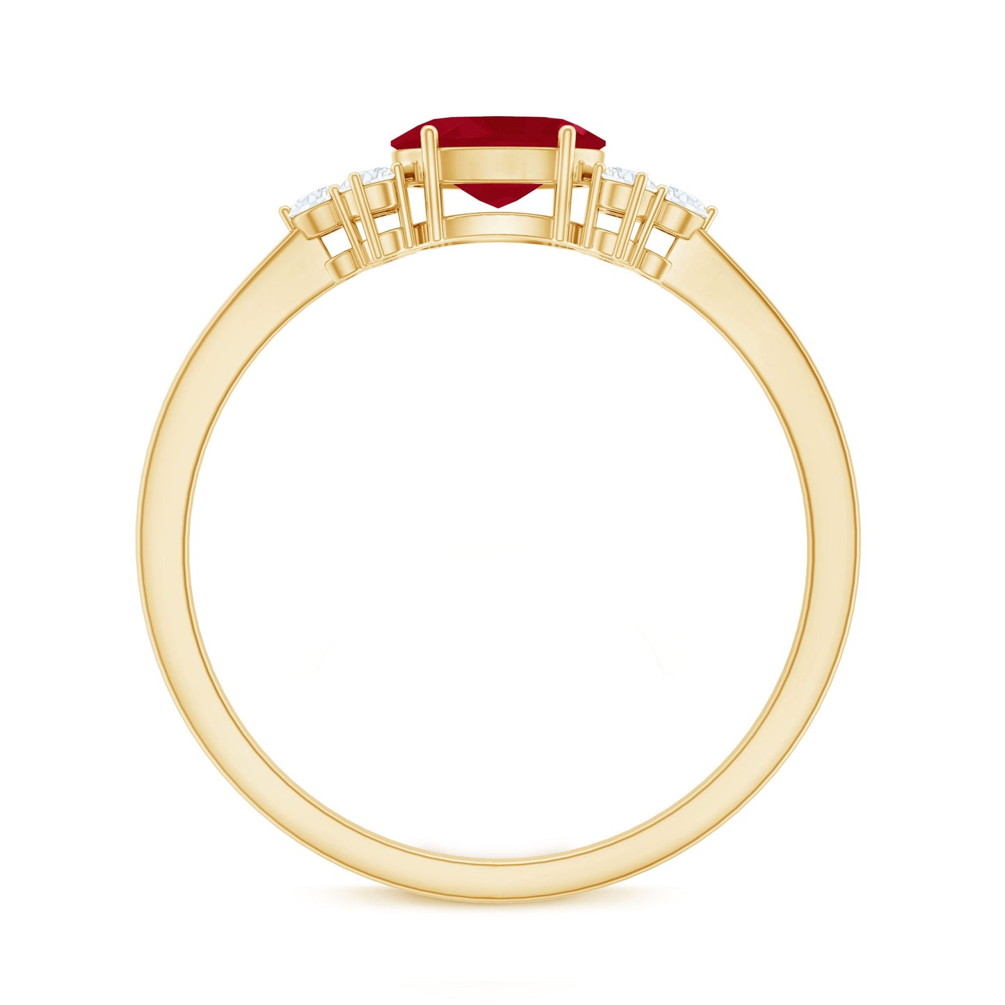 East West Style 0.6 Carat Ruby Oval Promise Ring with Diamond
