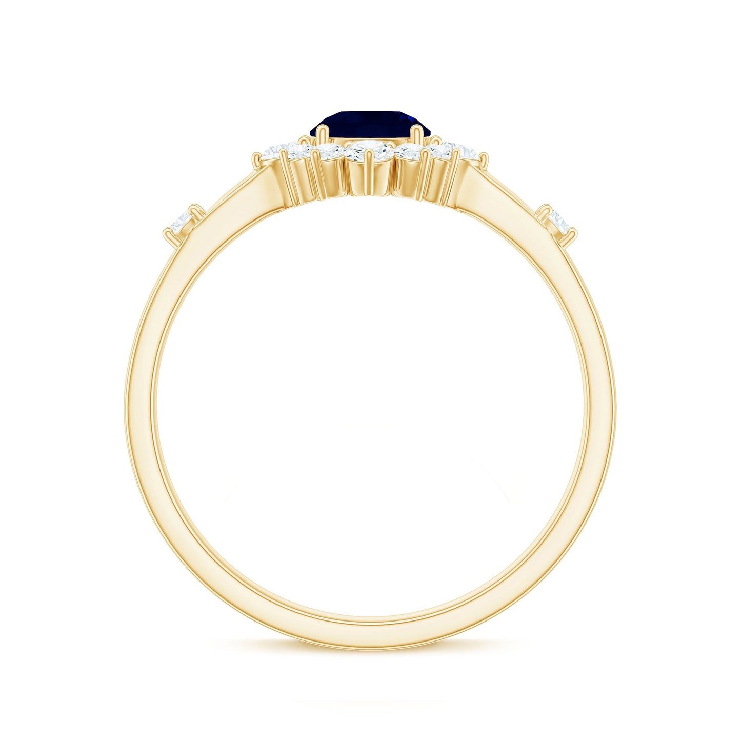 Natural 0.9 Carat Blue Sapphire Engagement Ring with Diamond Halo