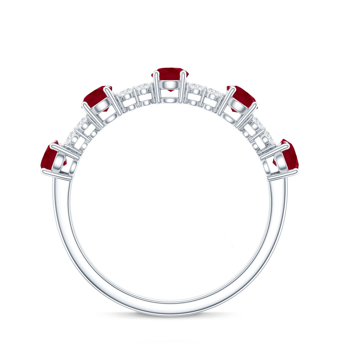 Real Ruby Diamond Half Eternity Ring for Anniversary