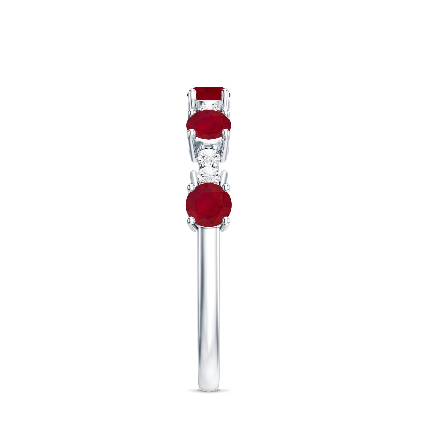 Real Ruby Diamond Half Eternity Ring for Anniversary