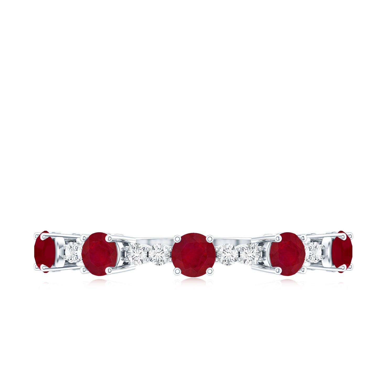 Real Ruby Diamond Half Eternity Ring for Anniversary