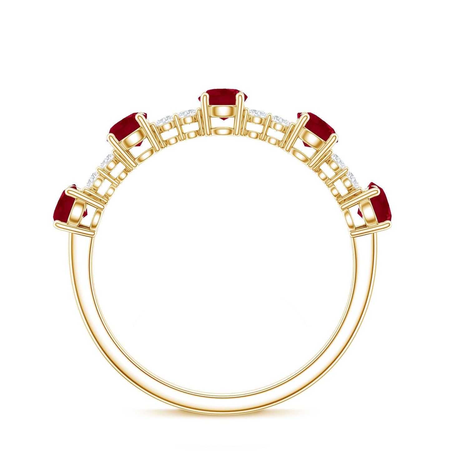 Real Ruby Diamond Half Eternity Ring for Anniversary