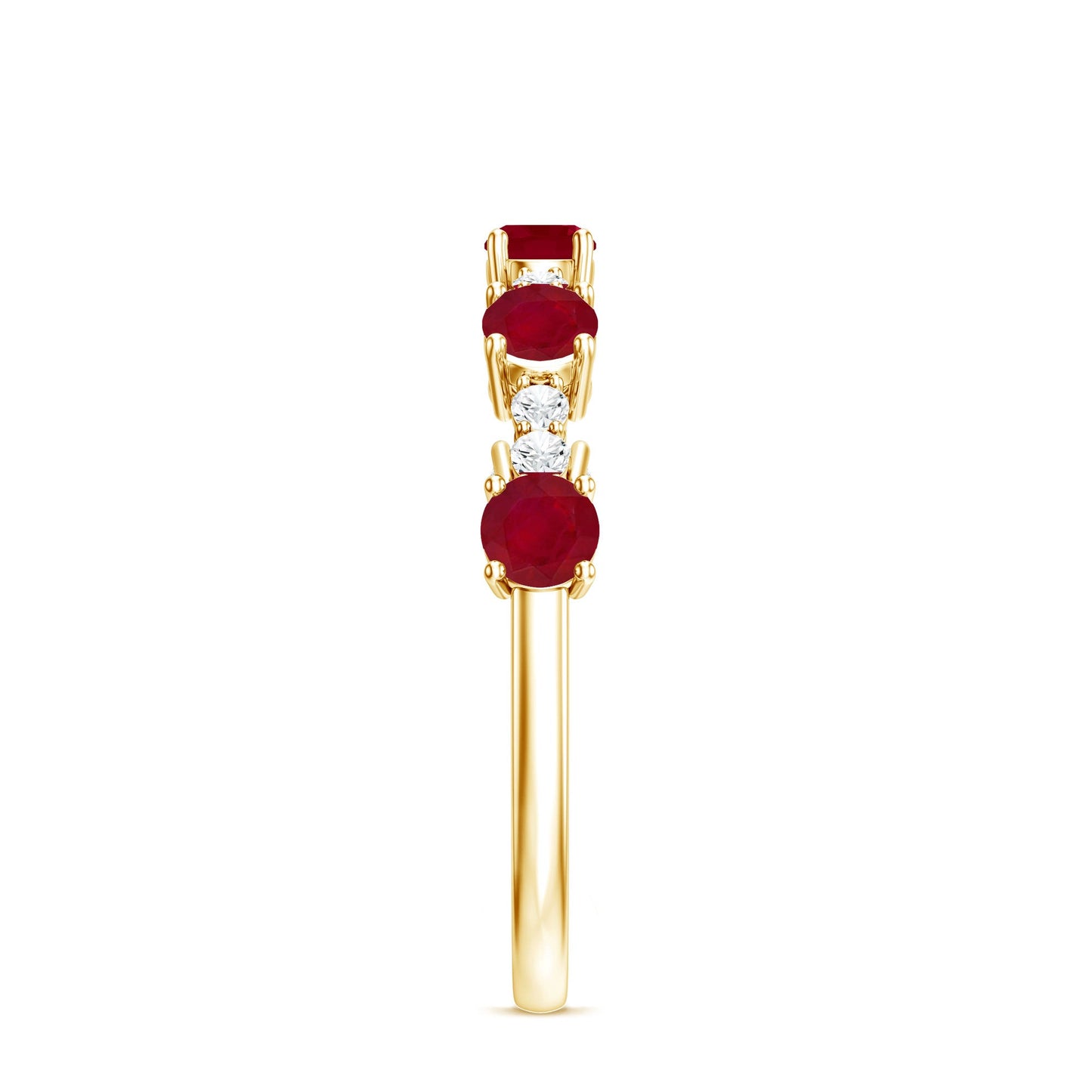 Real Ruby Diamond Half Eternity Ring for Anniversary