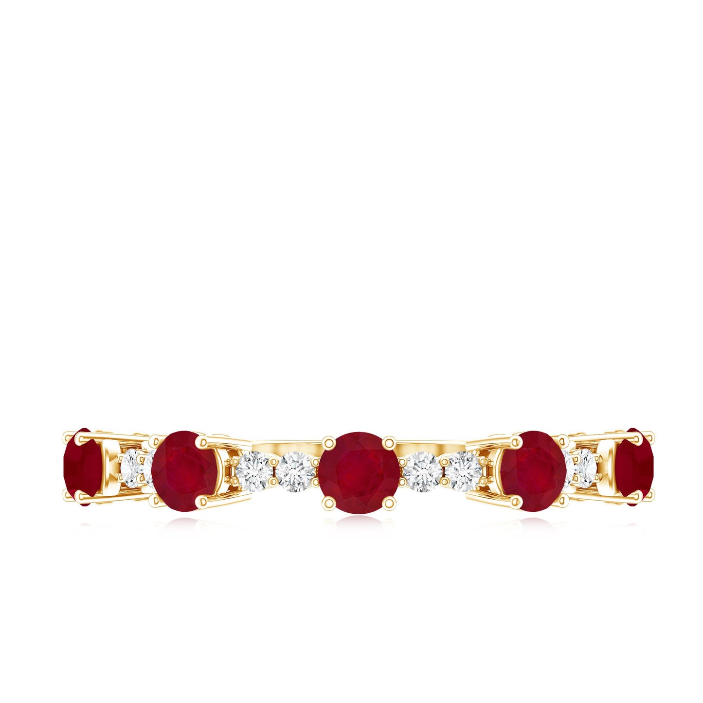 Real Ruby Diamond Half Eternity Ring for Anniversary