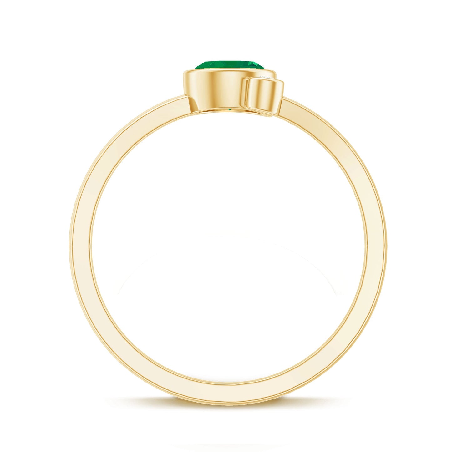 Bezel Set Emerald and Lab Diamond Two Stone Promise Ring