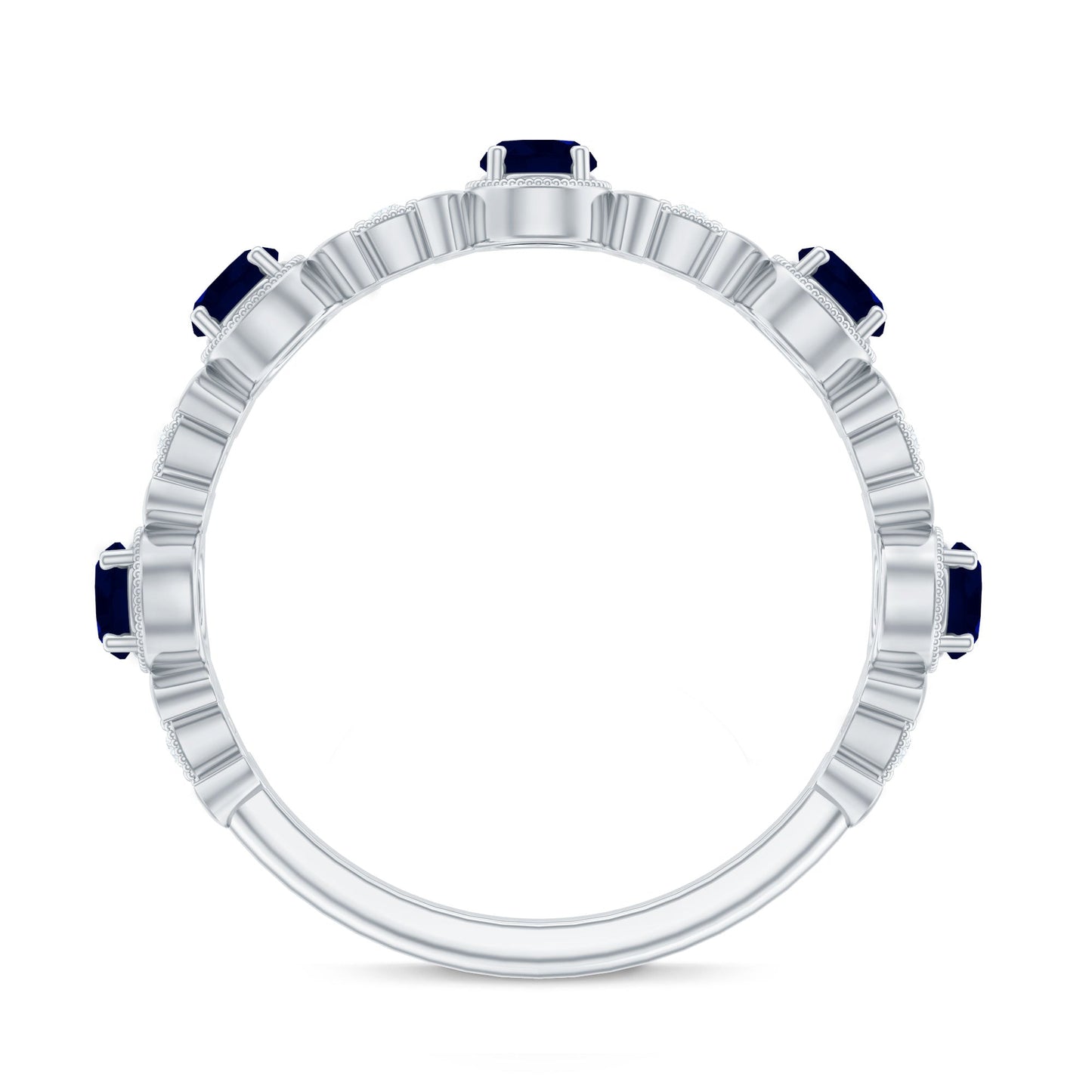 Nature Inspired Blue Sapphire Diamond Half Eternity Ring