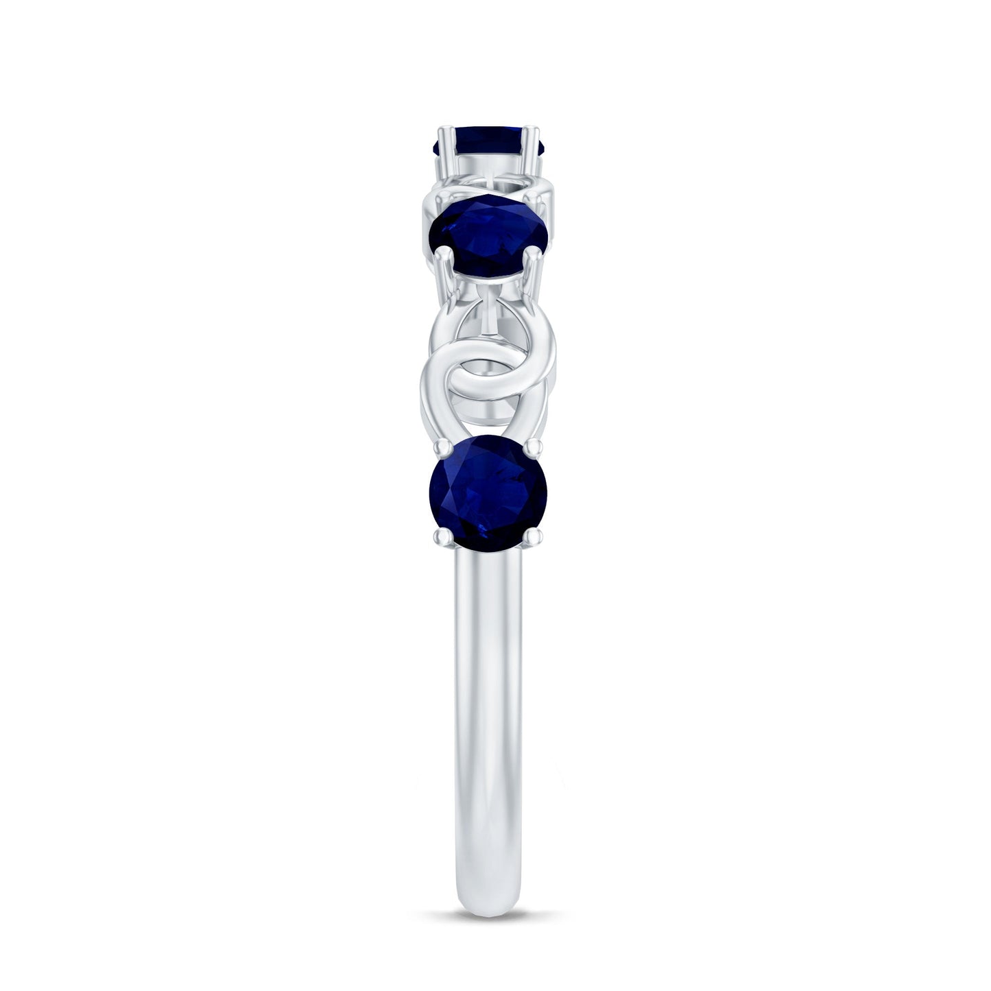 Natural Blue Sapphire Infinity Half Eternity Ring