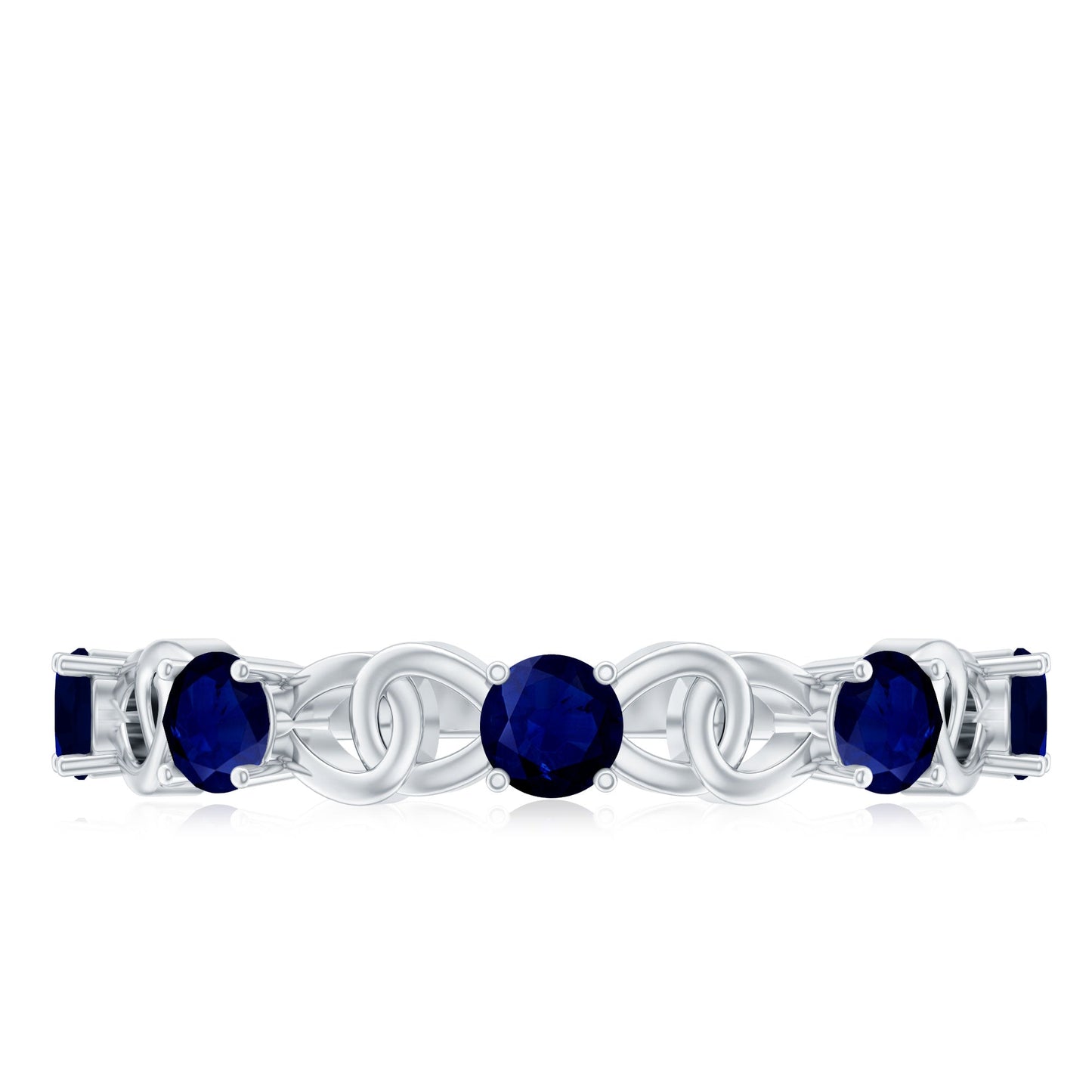 Natural Blue Sapphire Infinity Half Eternity Ring