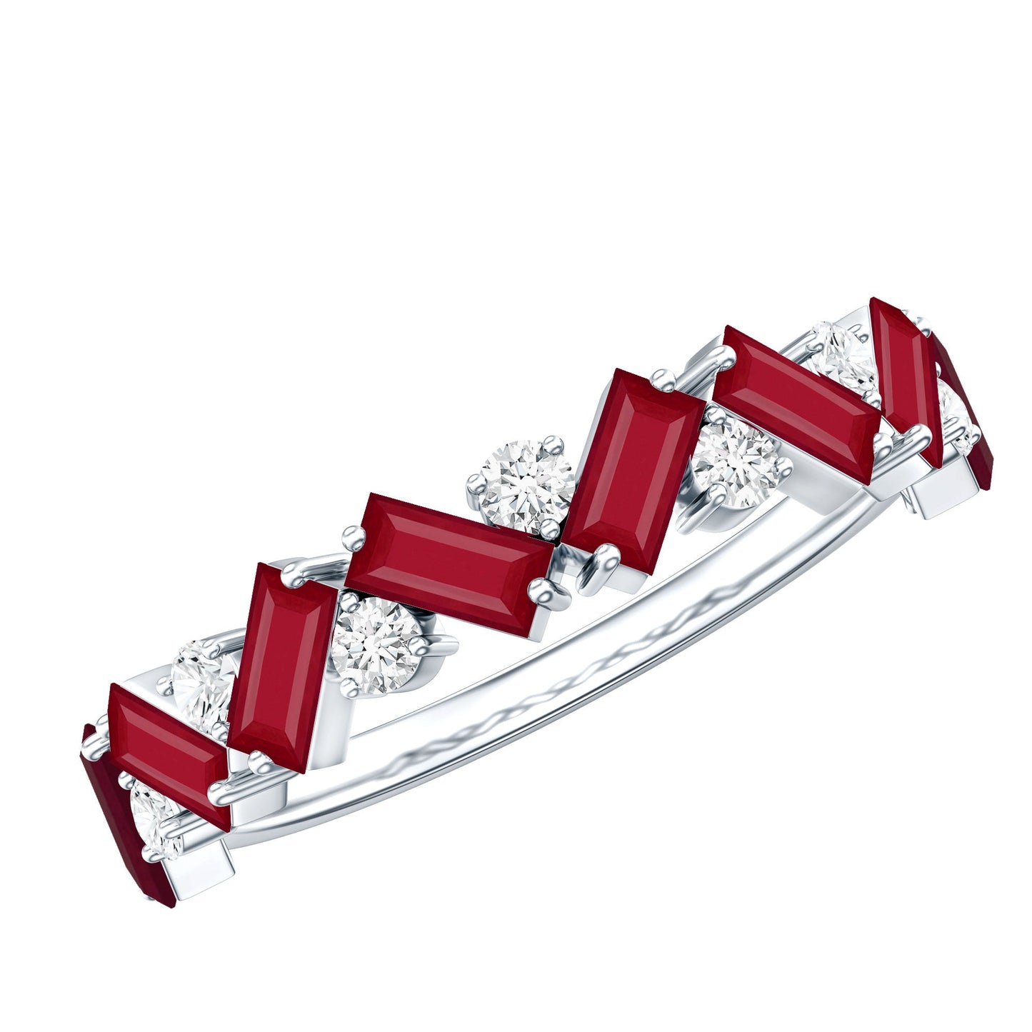 Certified Ruby Half Eternity Ring with Lab Grown Diamond