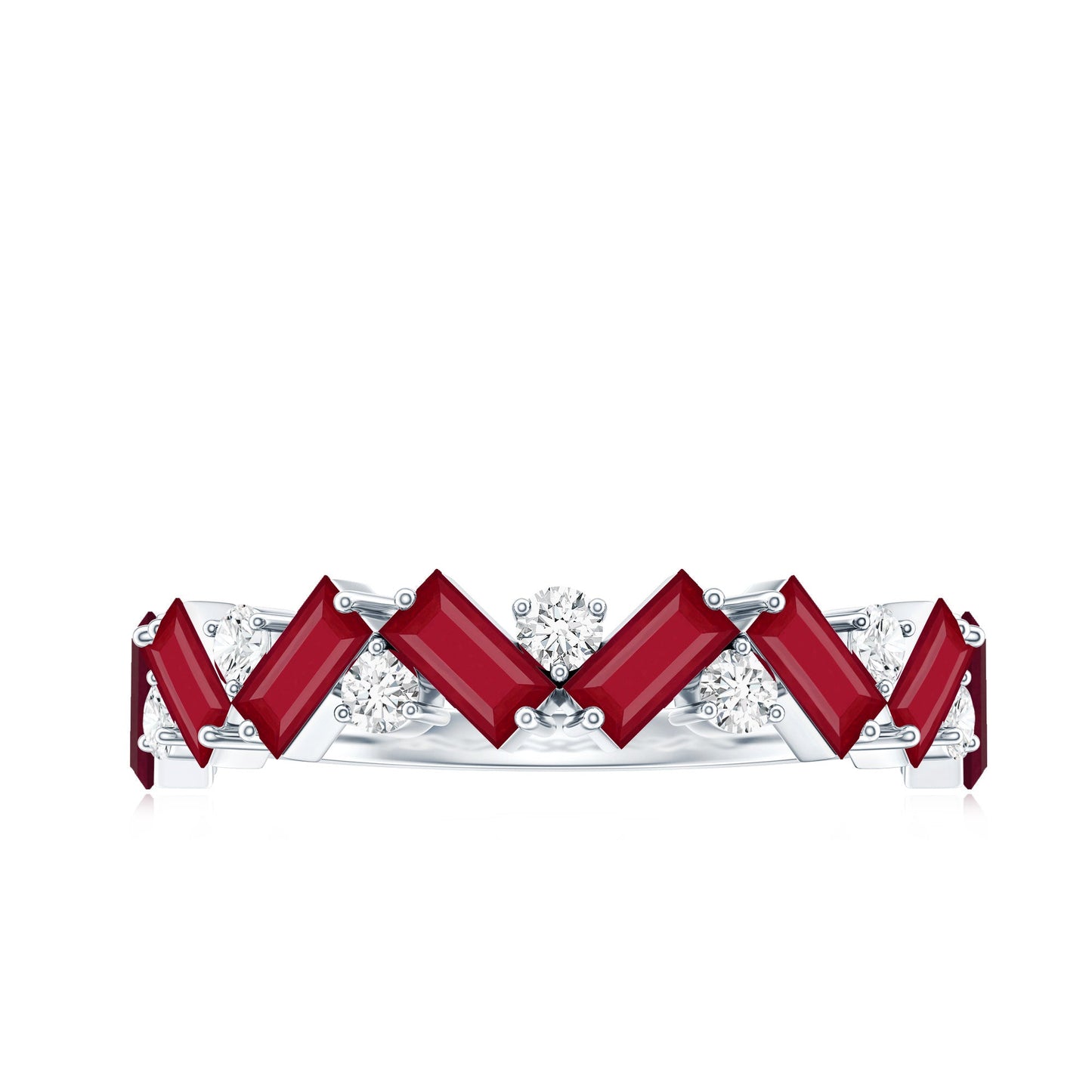 Certified Ruby Half Eternity Ring with Lab Grown Diamond