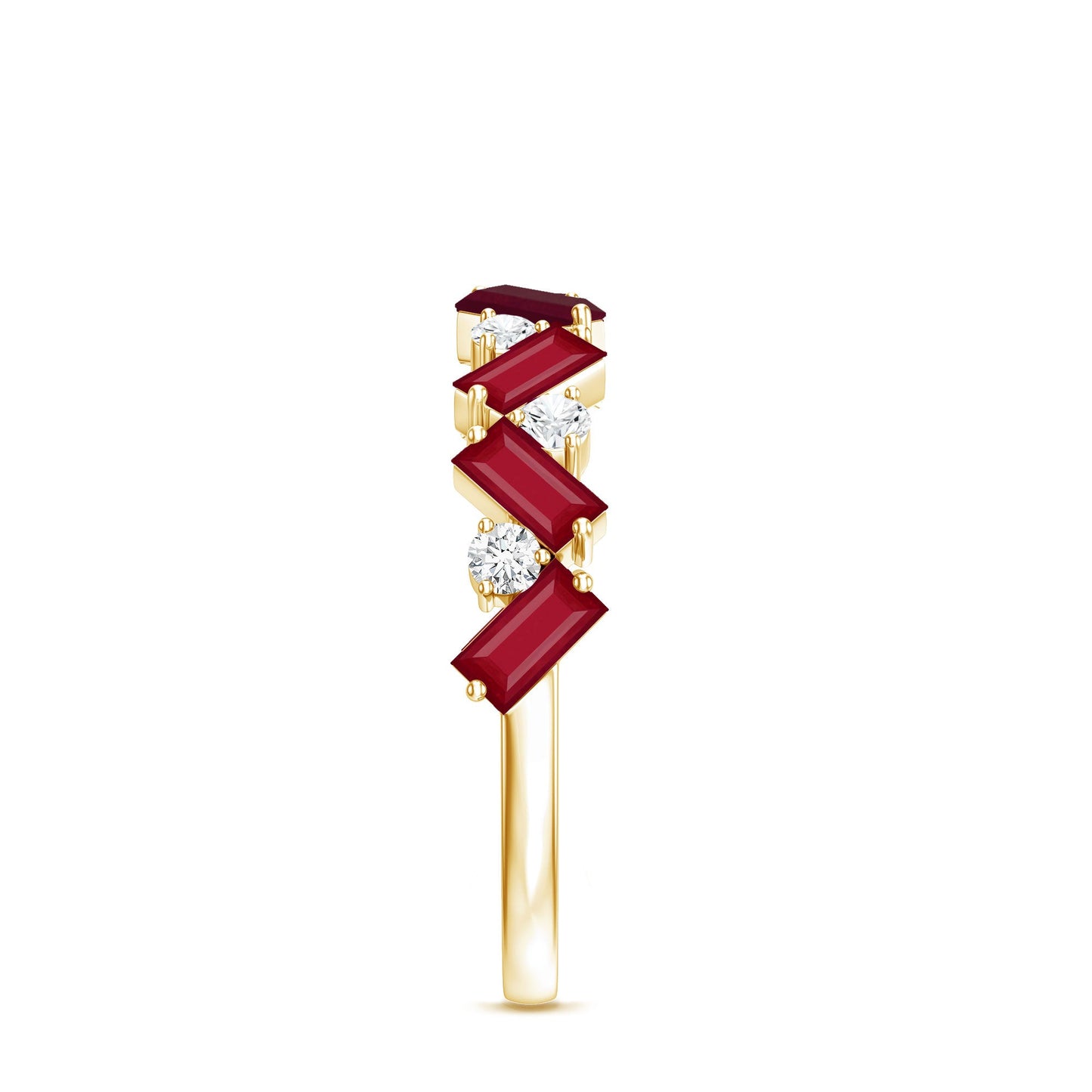Certified Ruby Half Eternity Ring with Lab Grown Diamond
