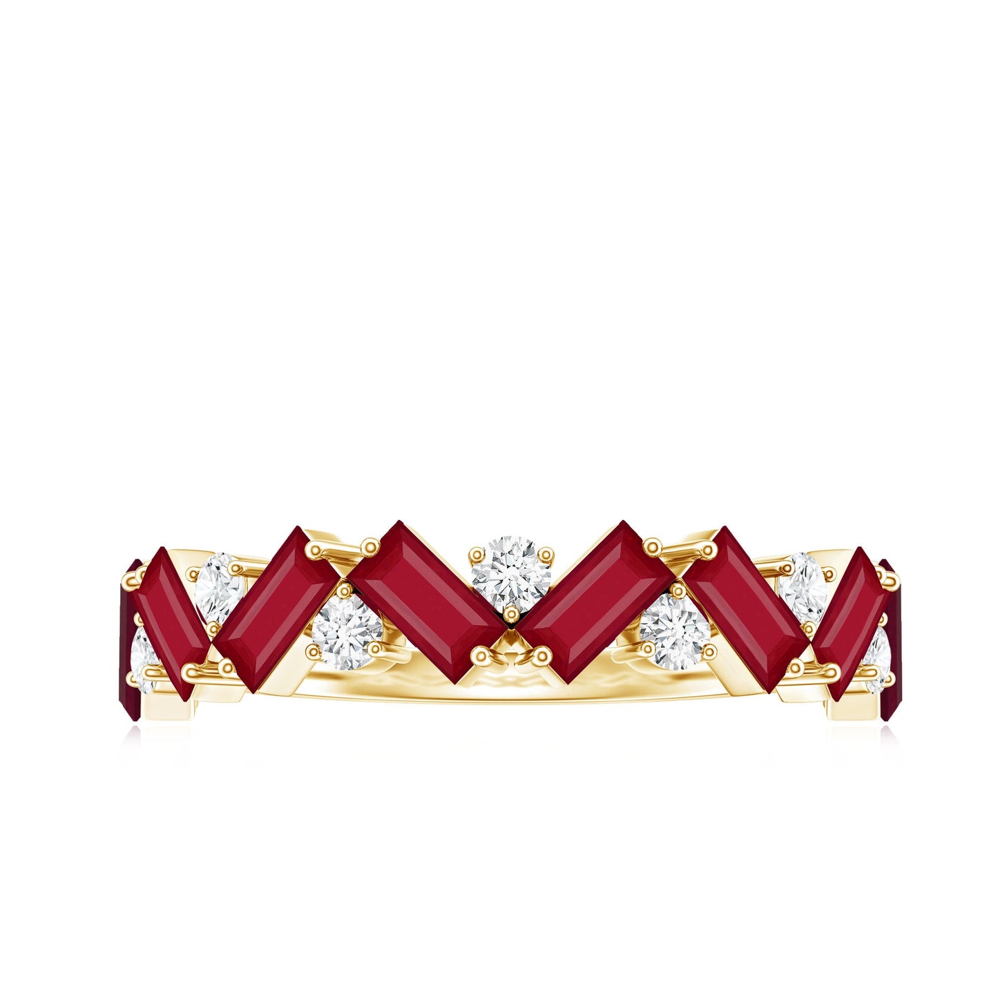 Certified Ruby Half Eternity Ring with Lab Grown Diamond