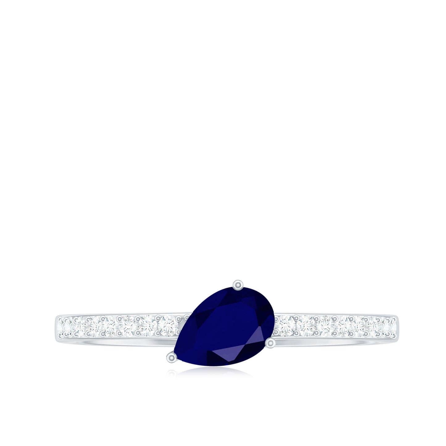 Natural 0.5 Carat Blue Sapphire Promise Ring with Diamond