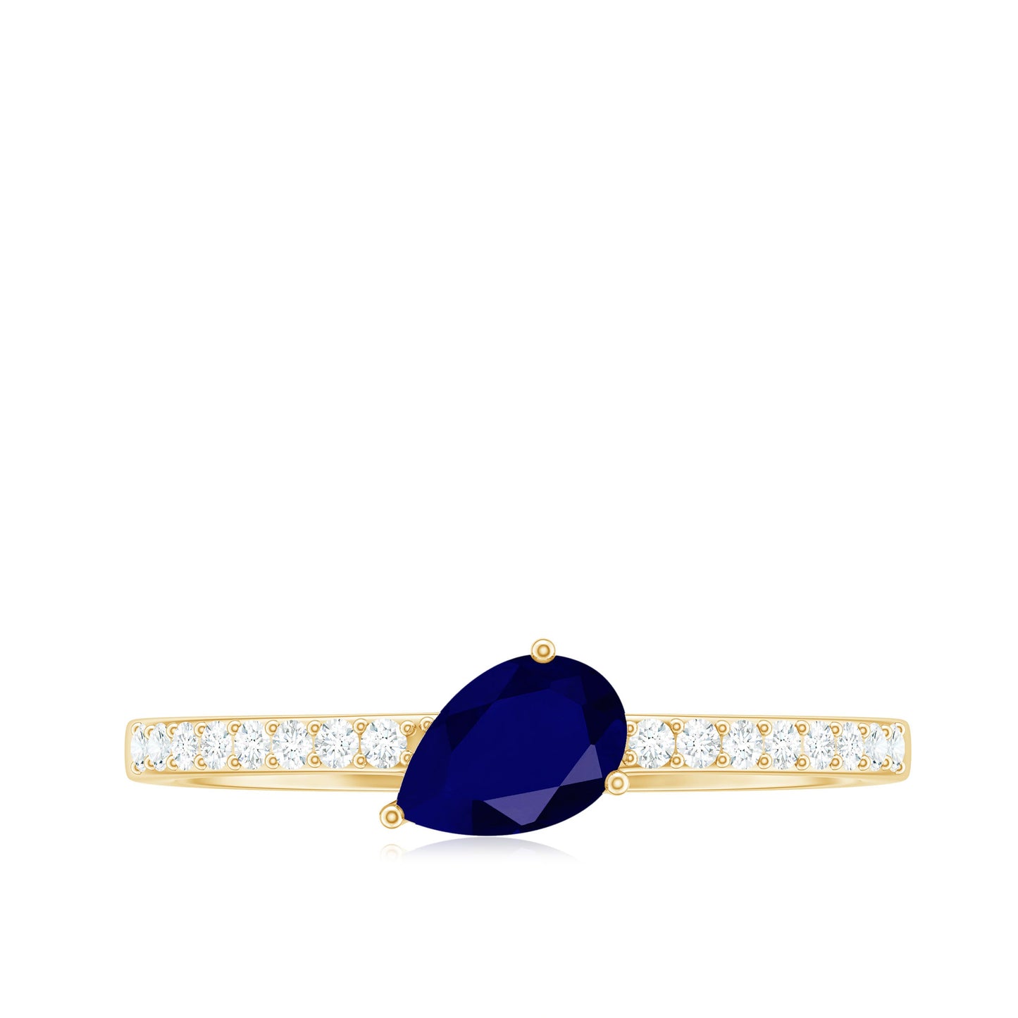 Natural 0.5 Carat Blue Sapphire Promise Ring with Diamond