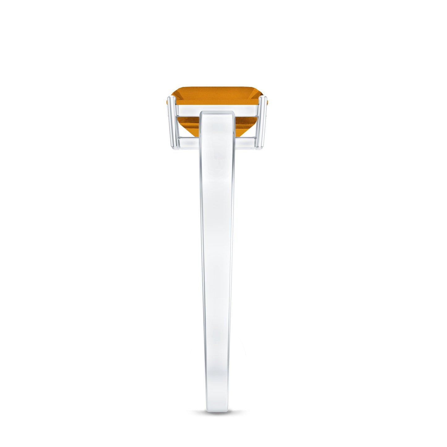 1.8 Carat Natural Citrine Solitaire Emerald Cut Engagement Ring