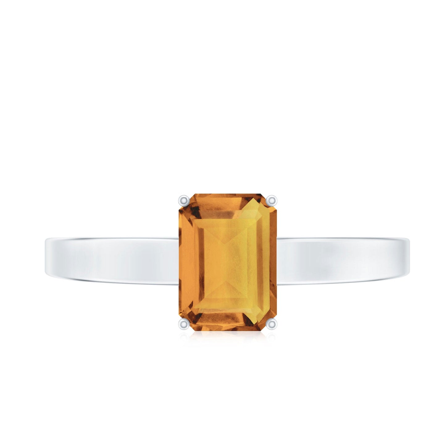 1.8 Carat Natural Citrine Solitaire Emerald Cut Engagement Ring