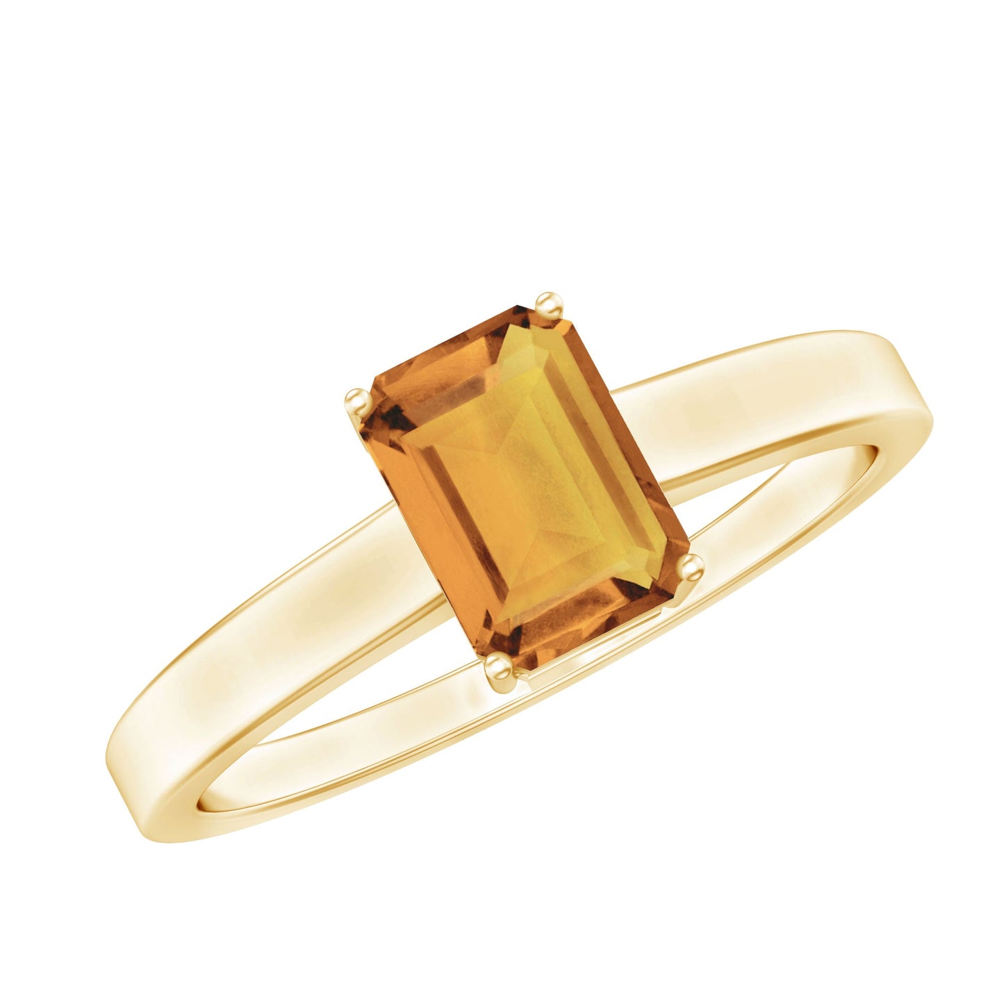 1.8 Carat Natural Citrine Solitaire Emerald Cut Engagement Ring