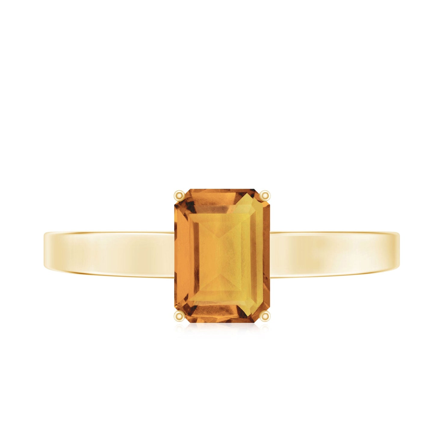 1.8 Carat Natural Citrine Solitaire Emerald Cut Engagement Ring